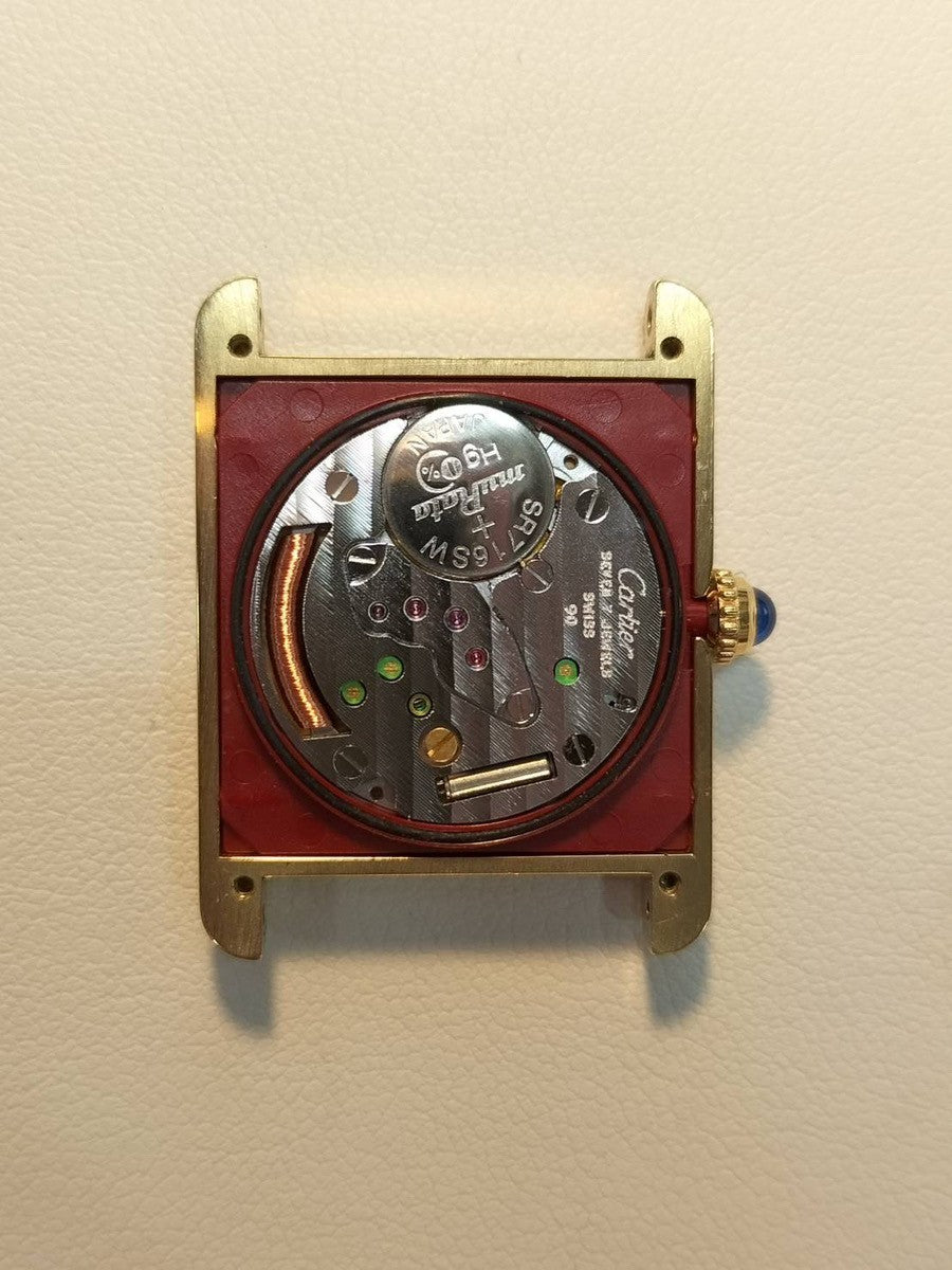 カルティエ マストタンク LM 500本限定 1615 クォーツ Cal.90 SV925 革 純正尾錠(GP) ゴールドセクター文字盤 オーバーホール済み