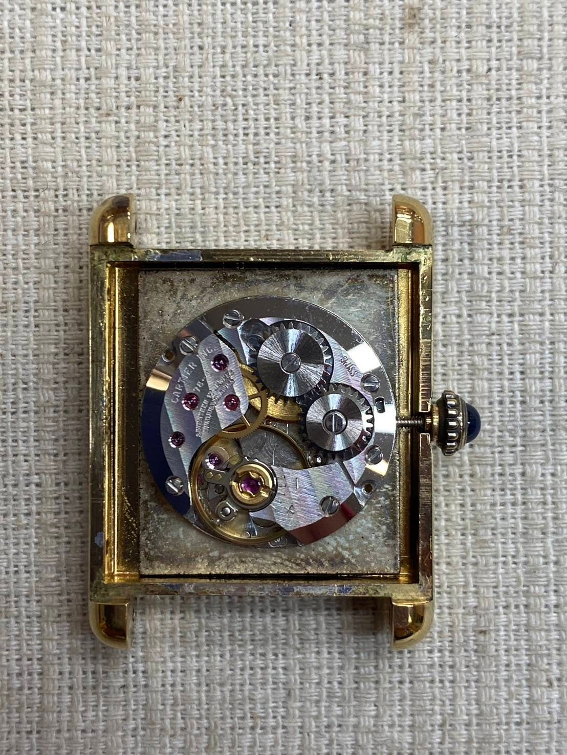 カルティエ マストタンク LM 手巻き Cal.78-1 925 革 ブラックローマン文字盤 オーバーホール済み