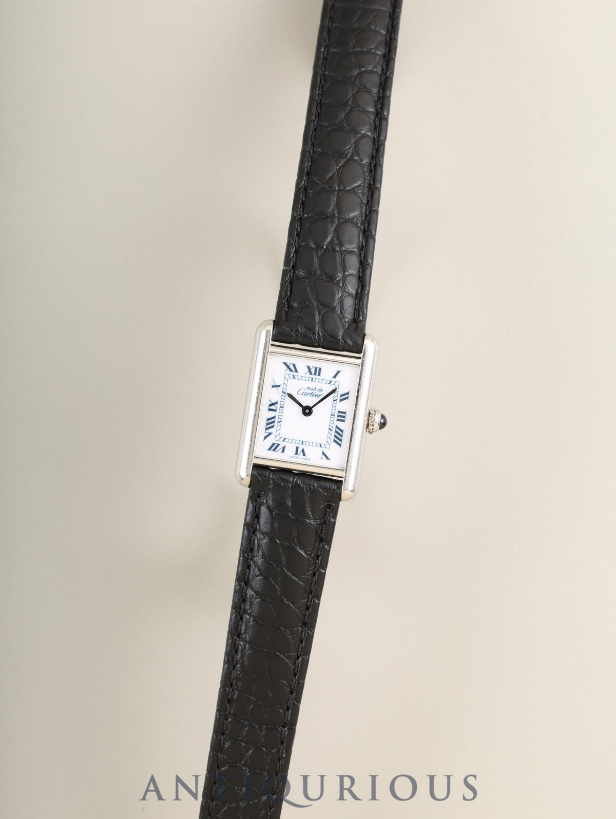 Cartier Must Tank SM W1001565 / 1614 Quartz Cal.- SV925 Leather Genuine D-Buckle (SS) White Roman Dial (SWISS MADE) Box Complete service performed at Cartier boutique