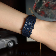 エルメス Hウォッチ HH1.222 クォーツ Cal.901.001 SS 純正革ベルト(C刻印:2018年) 純正尾錠(SS) ブルー文字盤 オーバーホール済み