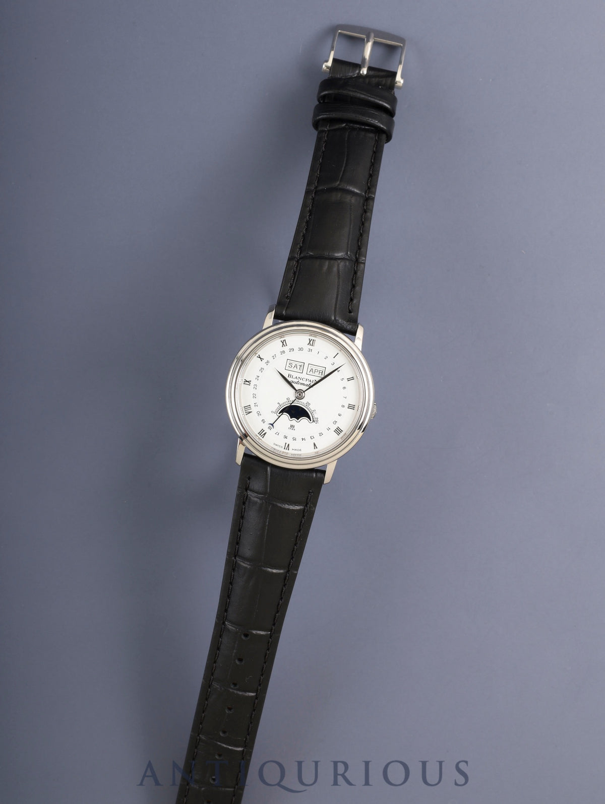 Blancpain Villeret Triple Calendar Moon Phase 6595-1127-58 Automatic Cal.953 SS Leather Original Pin Buckle (SS) White Roman Dial Original Leather Strap Overhauled