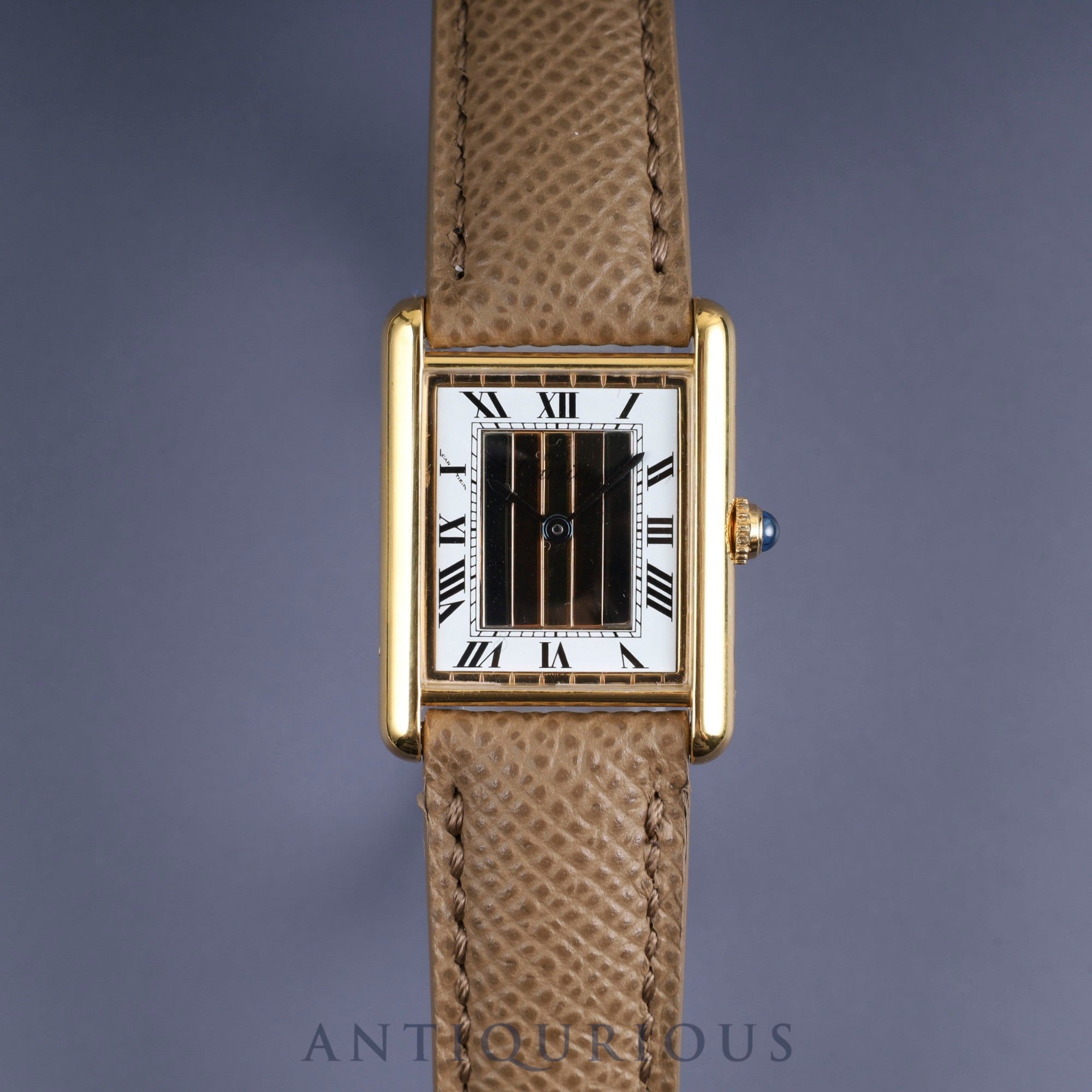 カルティエ マストタンク LM 590005 クォーツ Cal.90 SV925 革 純正尾錠(GP) フロントトリニティ文字盤 オーバーホール済み 新品仕上げ済み