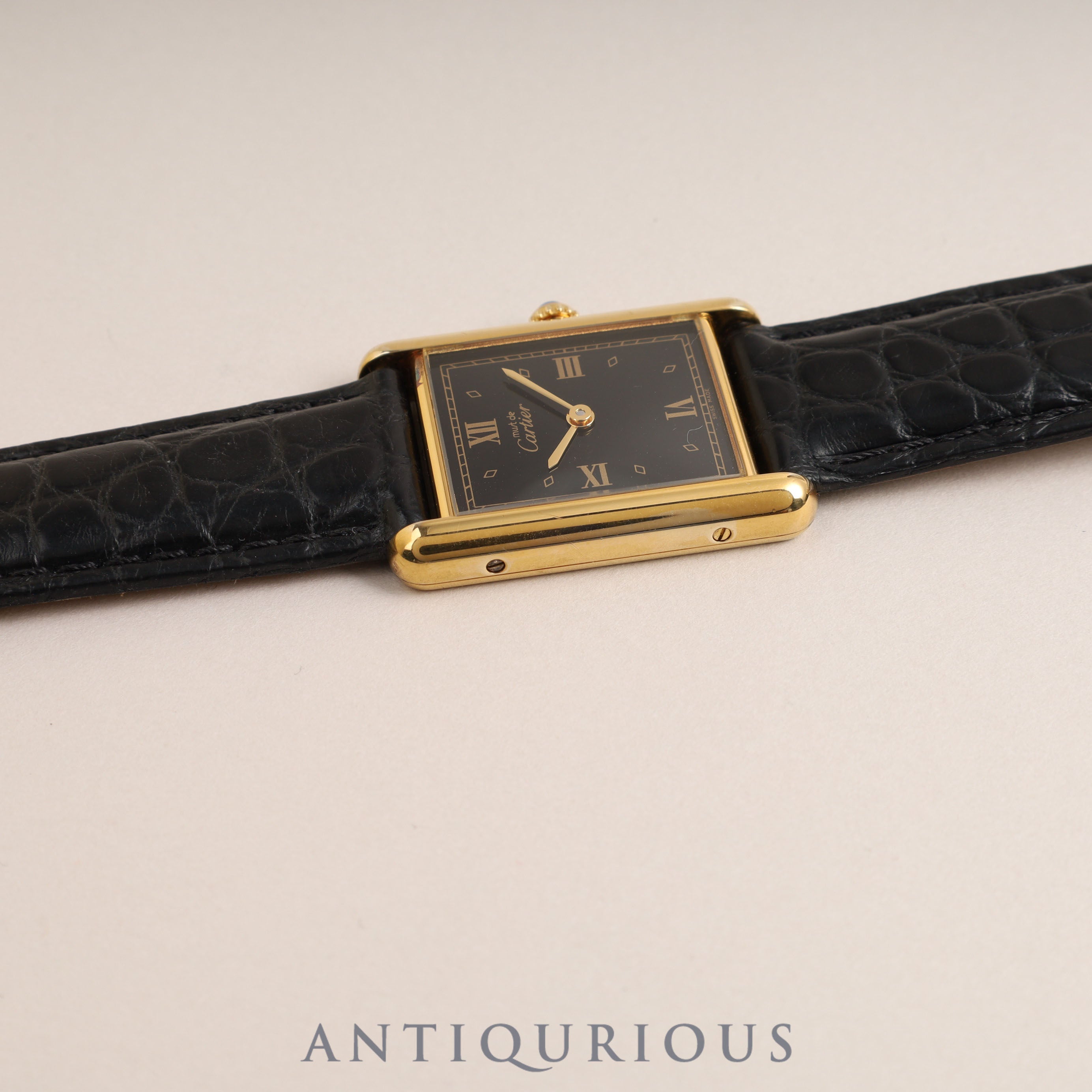Cartier Must Tank LM QZ Black Roman Dial Fully Serviced