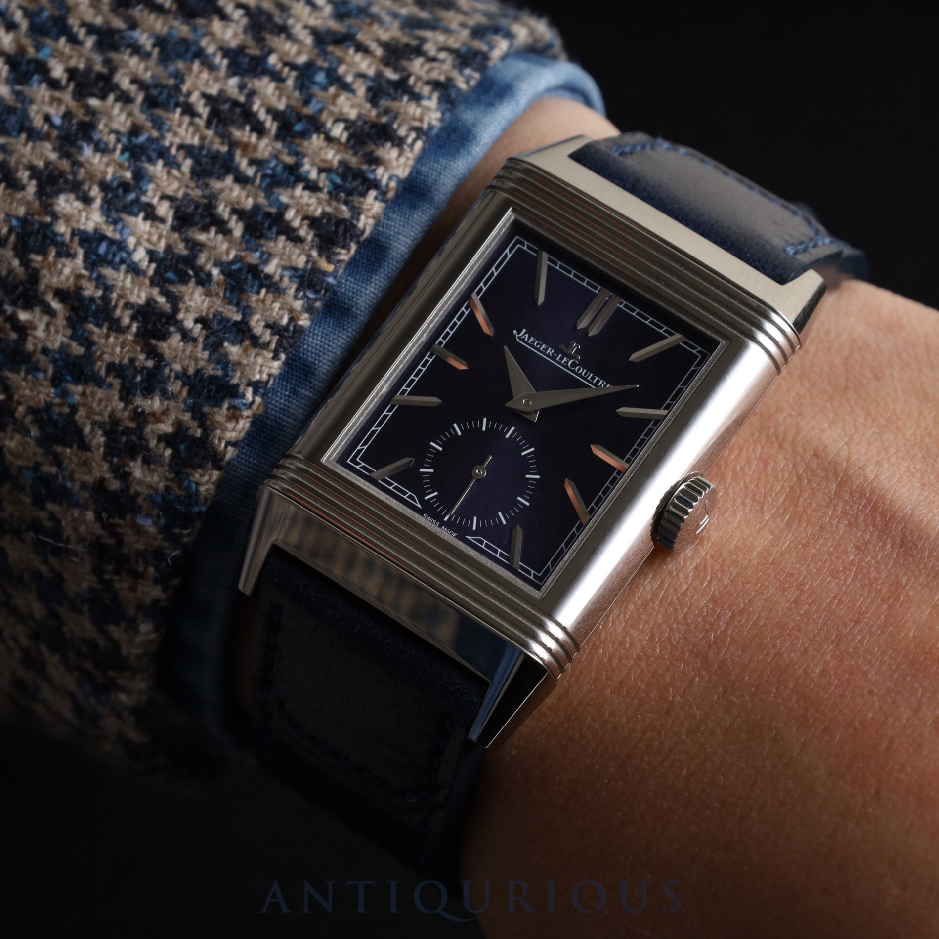 Jaeger-LeCoultre Reverso Tribute Small Second Q397848J / 214.8.62 Manual winding Cal.822/2 SS Genuine leather strap Genuine buckle (SS) Blue dial Box Overhauled