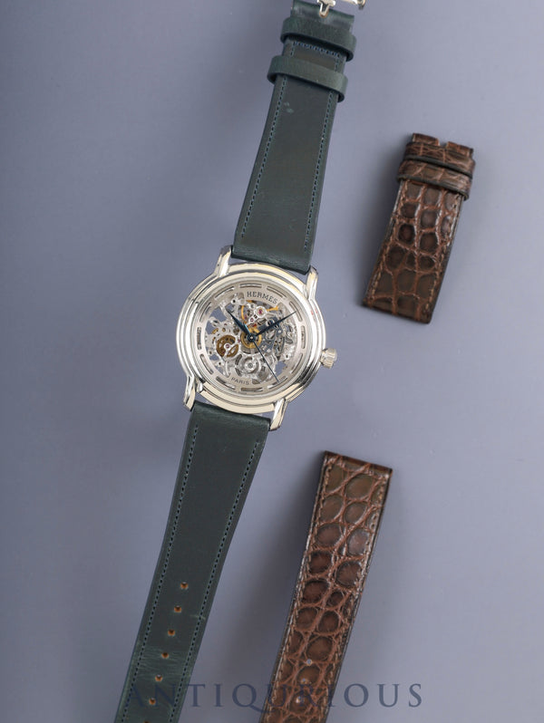 エルメス セザム SM1.710 自動巻き Cal.ETA2892-A2 SS 革 純正バックル(SS) スケルトン文字盤 オーバーホール済み