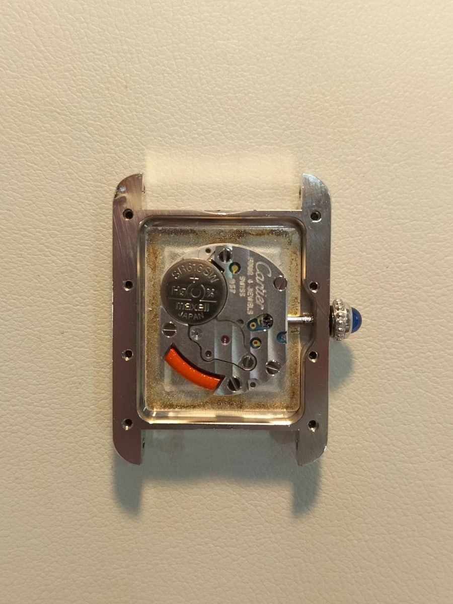 Cartier Must Tank MM W1014054 / 2416 Quartz Caliber 057 SV925 Leather Strap with Genuine D-Clasp (Stainless Steel) White Roman Dial (SWISS MADE) Overhauled