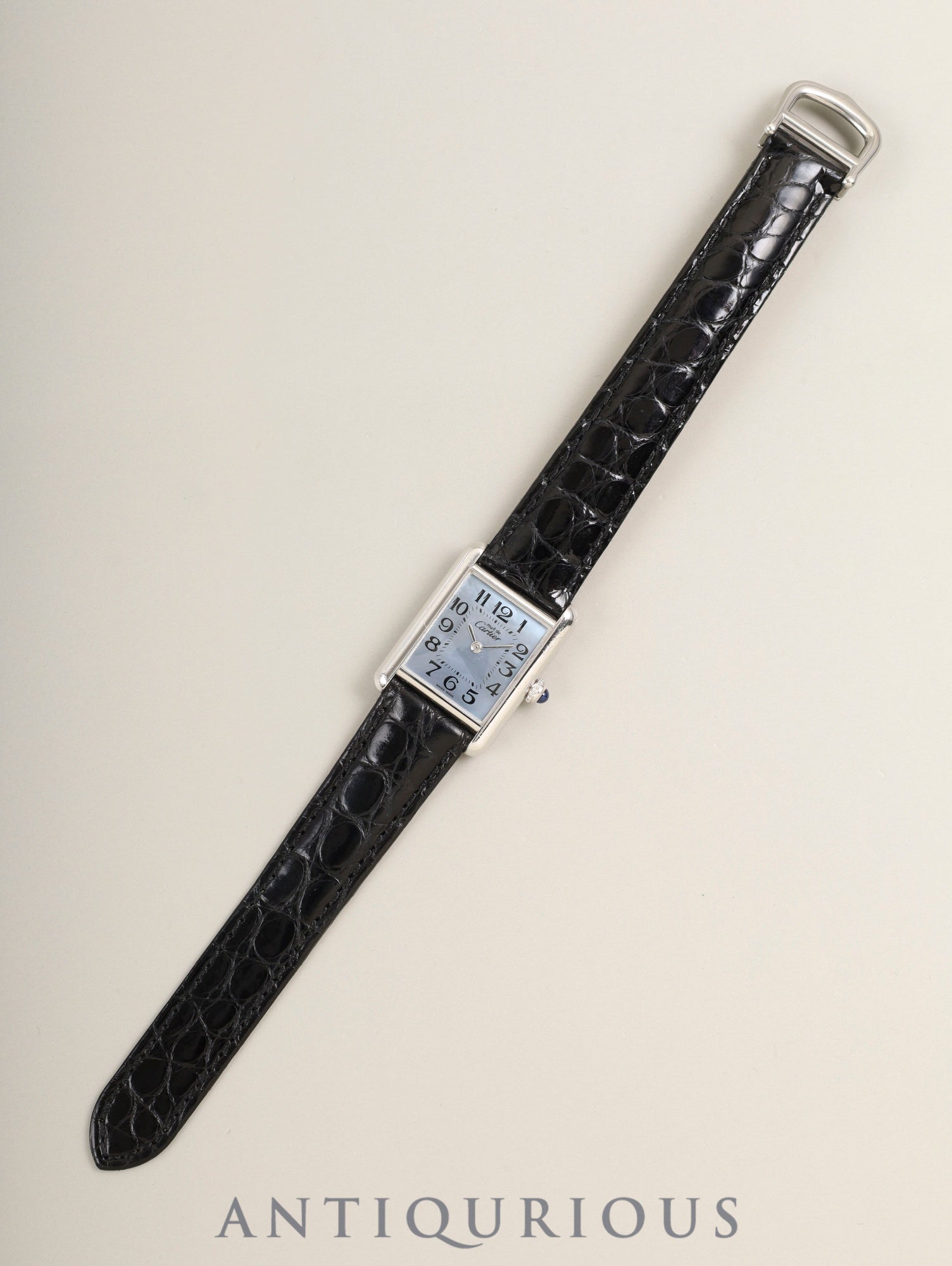 カルティエ マストタンク MM W1015655 / 2415 クォーツ Cal.057 SV925 革 純正Dバックル(SS)ブルーシェルアラビア文字盤(SWISS MADE表記) 冊子 オーバーホール済み