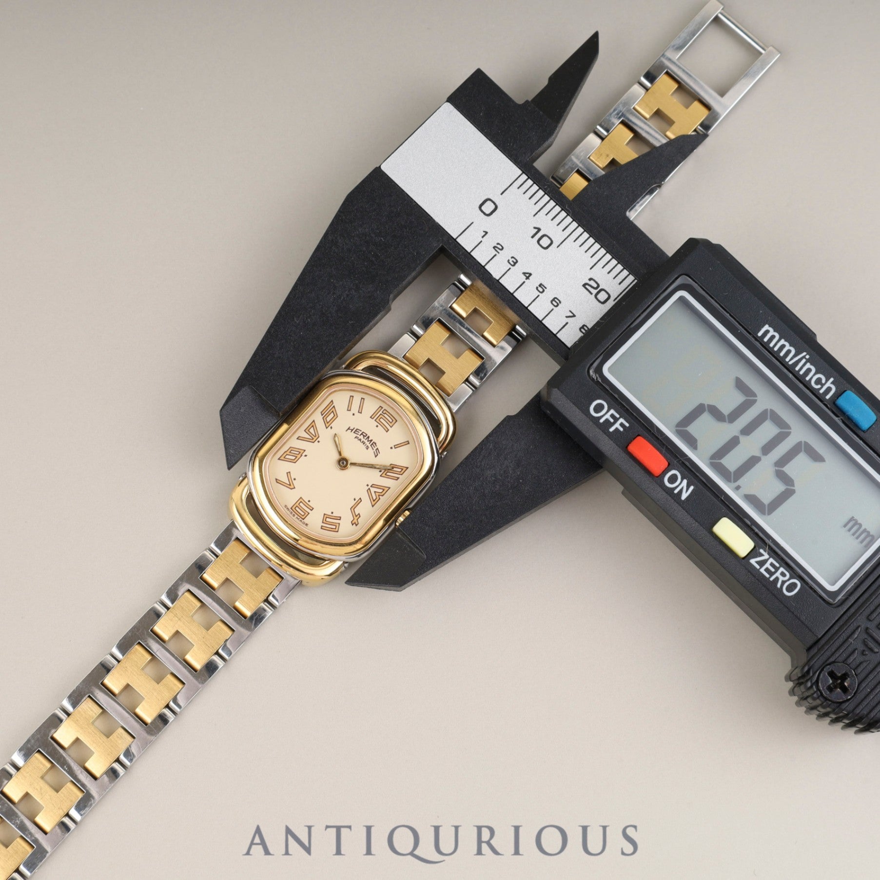 Hermès Rally Quartz Cal.976.001 SS/GP SS/GP Ivory Dial Box Booklet Warranty (1995) Overhauled