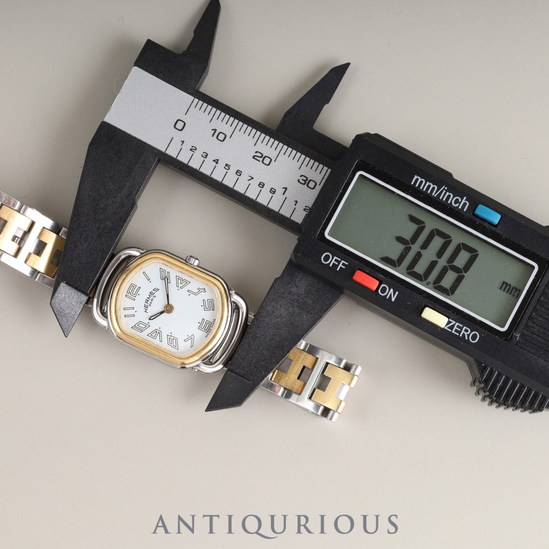 エルメス ラリー RA1.220 クォーツ Cal.976.001 SS/GP SS/GP ホワイト文字盤 オーバーホール済み