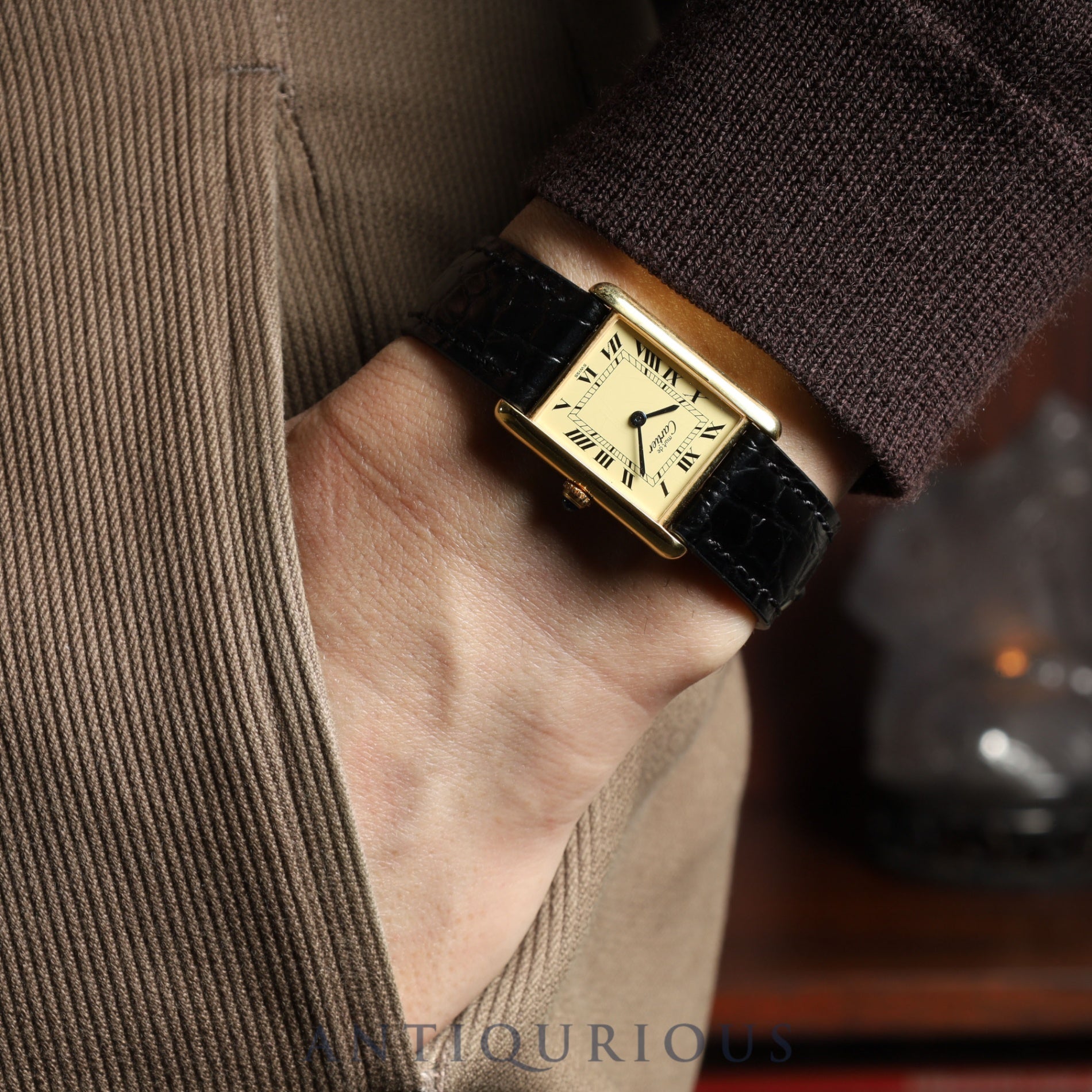 Cartier Must Tank LM 590005 Quartz Cal.90 SV925 Leather Genuine Buckle (GP) Ivory Roman Dial Overhauled and Finished to Like New