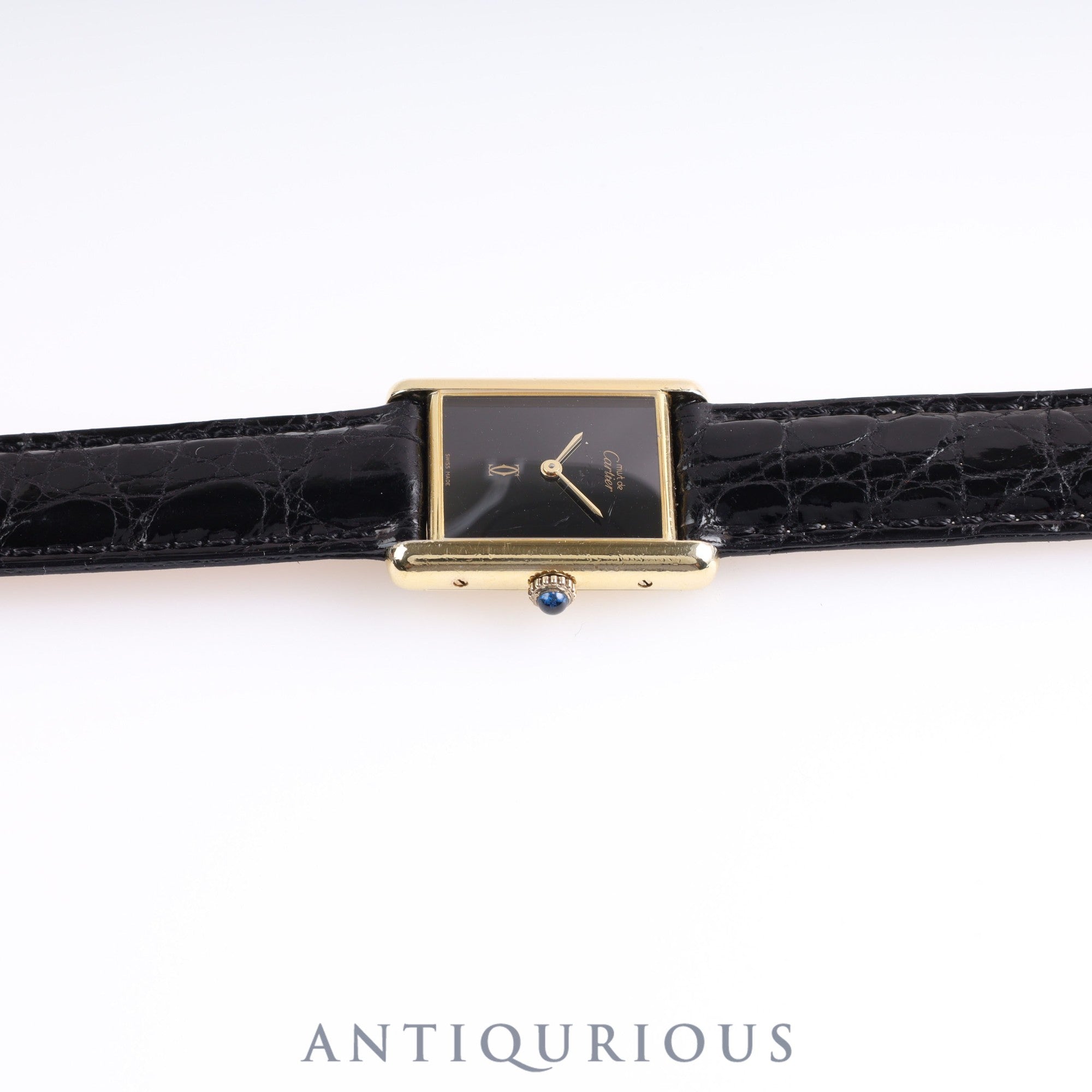 Cartier Must Tank LM Manual winding Genuine buckle Onyx dial Complete Cartier boutique service completed