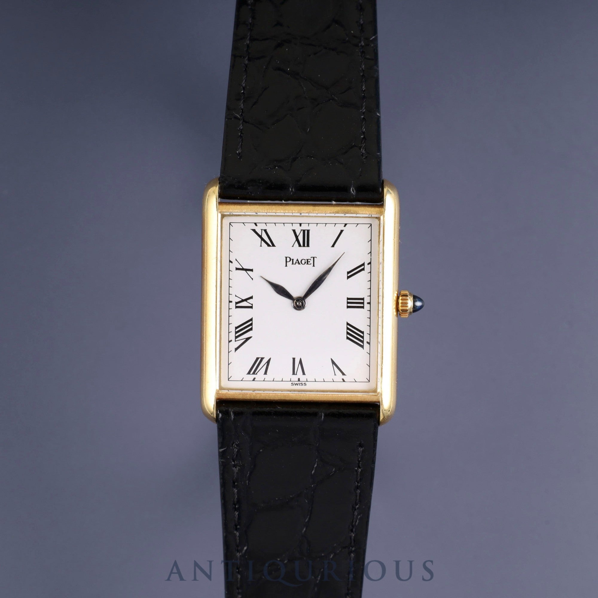 Piaget Rectangular 9287 Manual Winding Caliber 9P2 750 Leather Strap with Genuine Buckle (750) White Roman Dial Overhauled