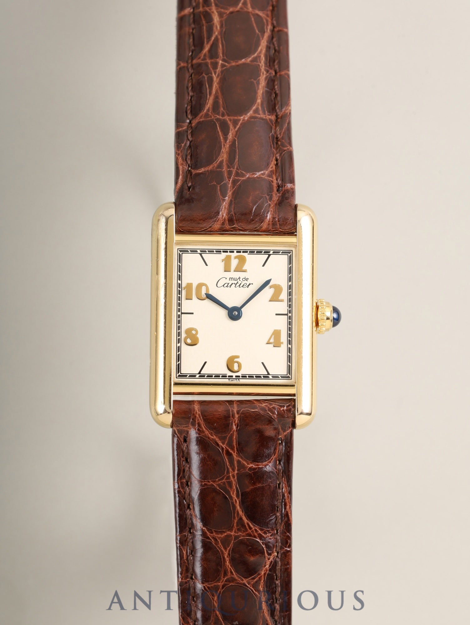 カルティエ マストタンク SM W1008354 / 1613 クォーツ SV925 革 純正Dバックル(GP)飛びアラビア文字盤(SWISS表記)カルティエブティックにてコンプリートサービス済み