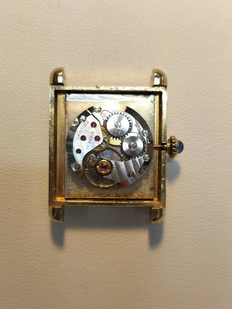 Cartier Must Tank LM Manual winding Cal.78-1 SV925 Leather Genuine buckle (GP) Black Roman dial Overhauled