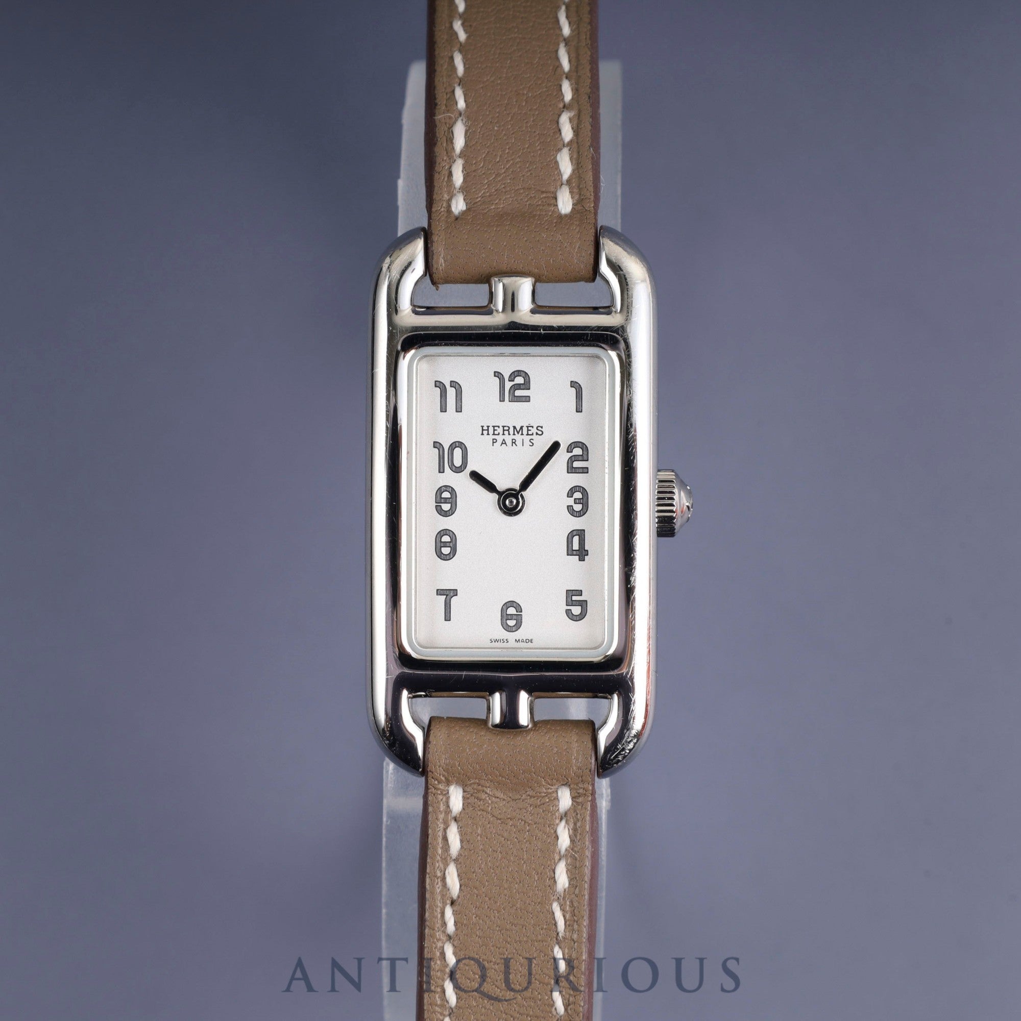 Hermes Nantucket NA2.110.220 / WW18 Quartz Cal.280.002 SS Genuine leather strap (Z stamp: 2021) Genuine buckle (SS) Silver dial Box Booklet Warranty (2021) Overhauled