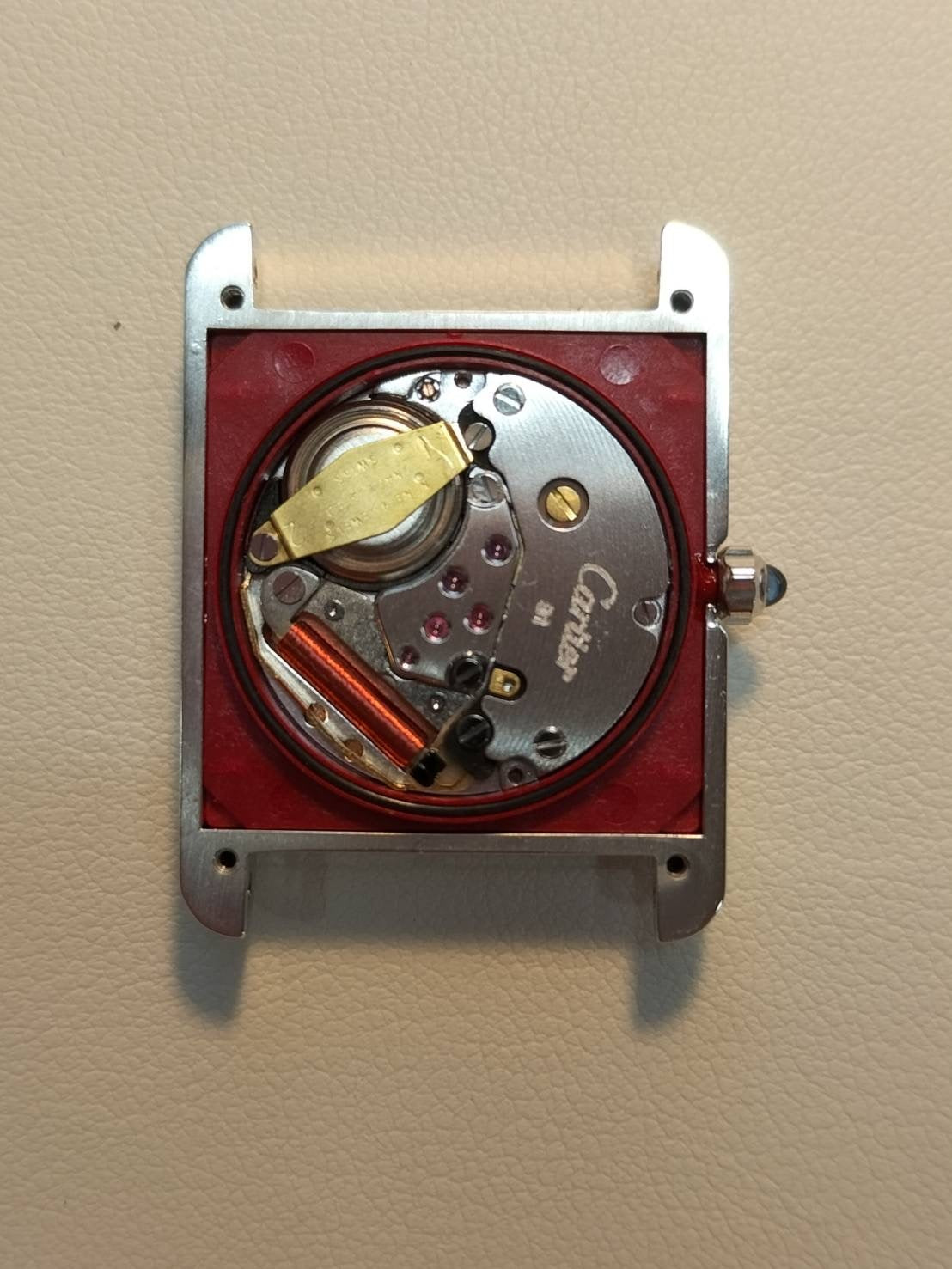 Cartier Must Tank LM 681006 Quartz Cal.81 SV925 Leather Genuine Buckle (SS) White Roman Dial Overhauled