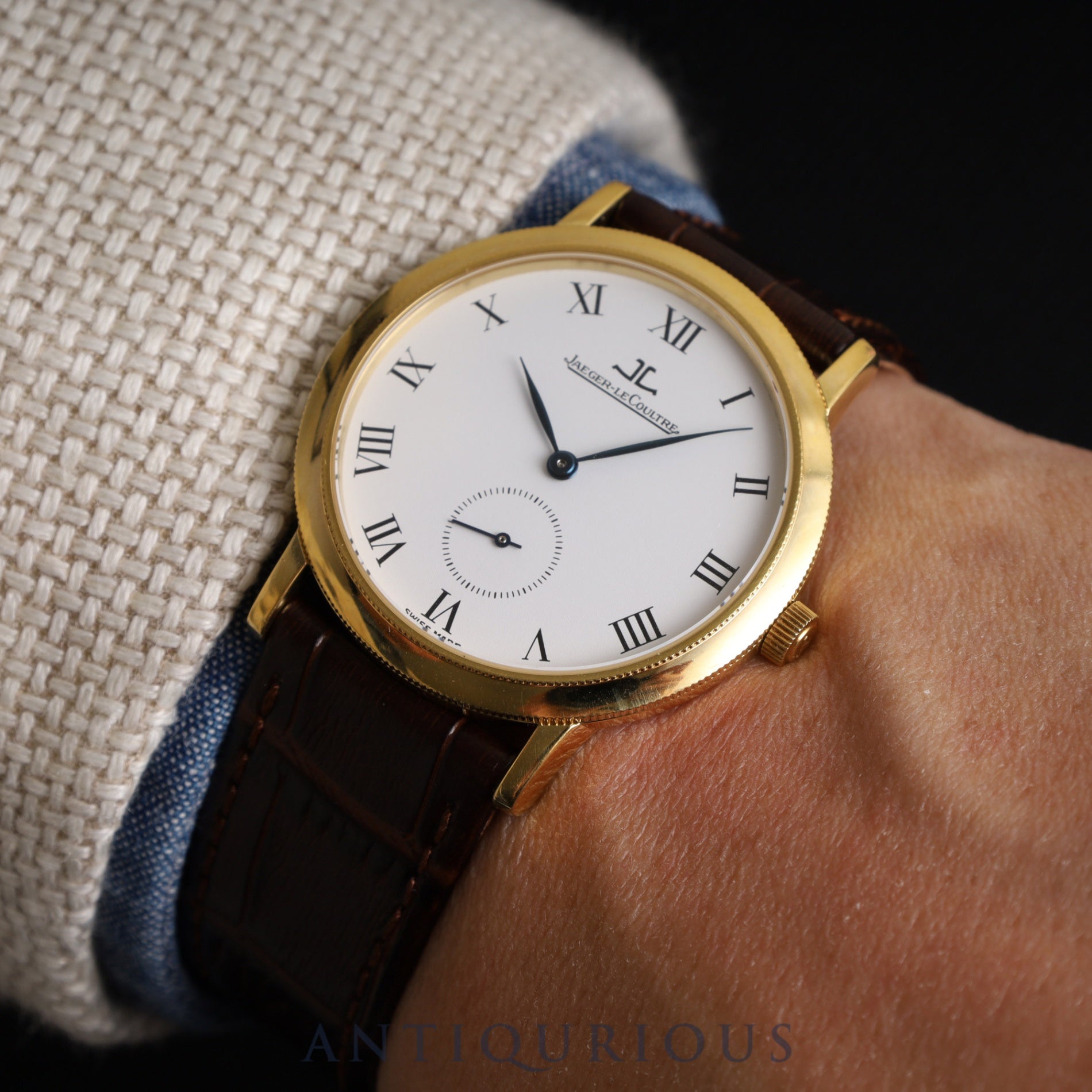ジャガー・ルクルト ジェントローム 152.1.81 手巻き Cal.818/4 750 革 純正尾錠(750) ホワイト文字盤 純正革替えベルト オーバーホール済み