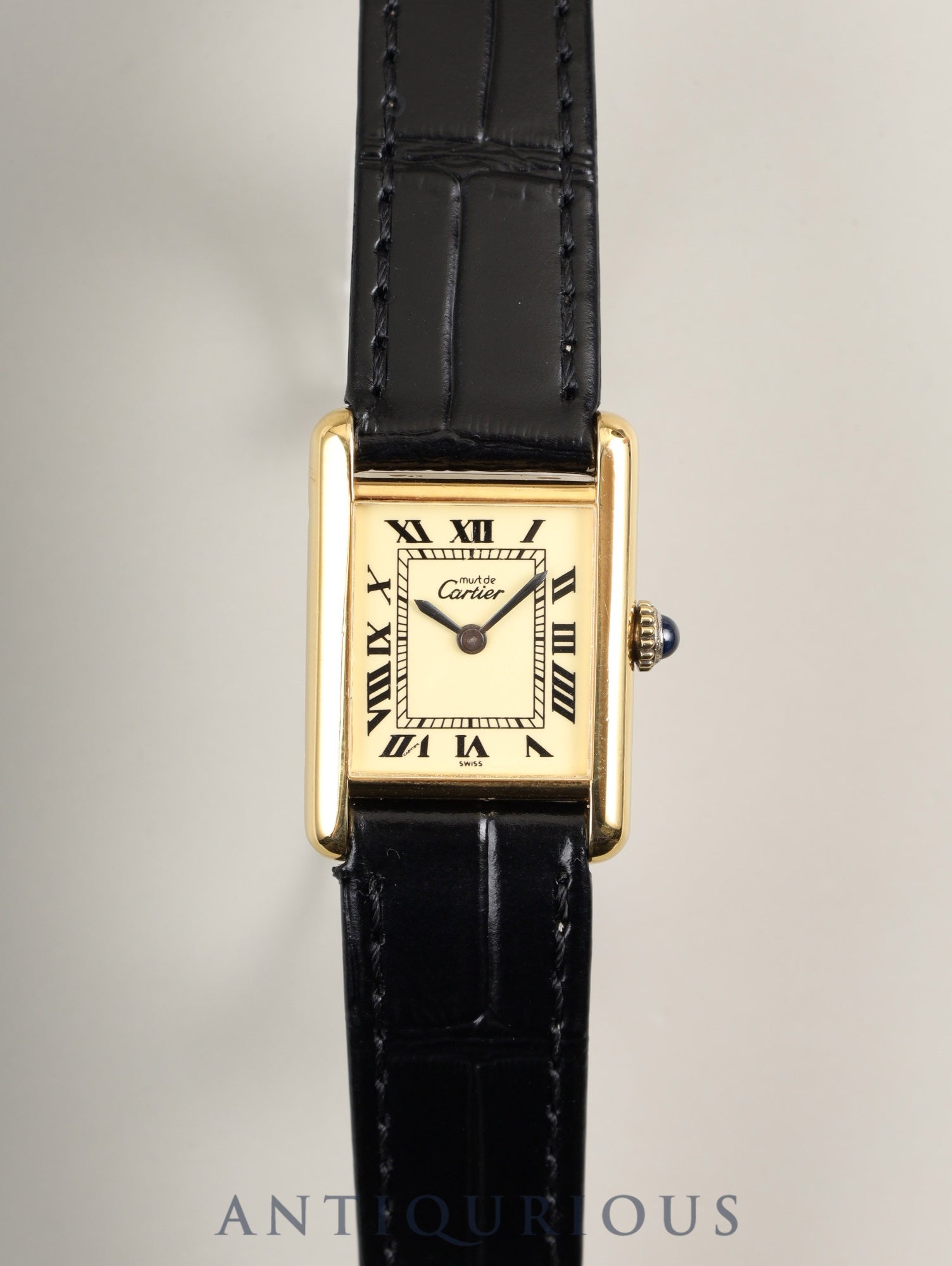 カルティエ マストタンク SM 手巻き Cal.78-1/ETA2512 SV925 純正尾錠(GP) アイボリーローマン文字盤(SWISS表記)オーバーホール済み