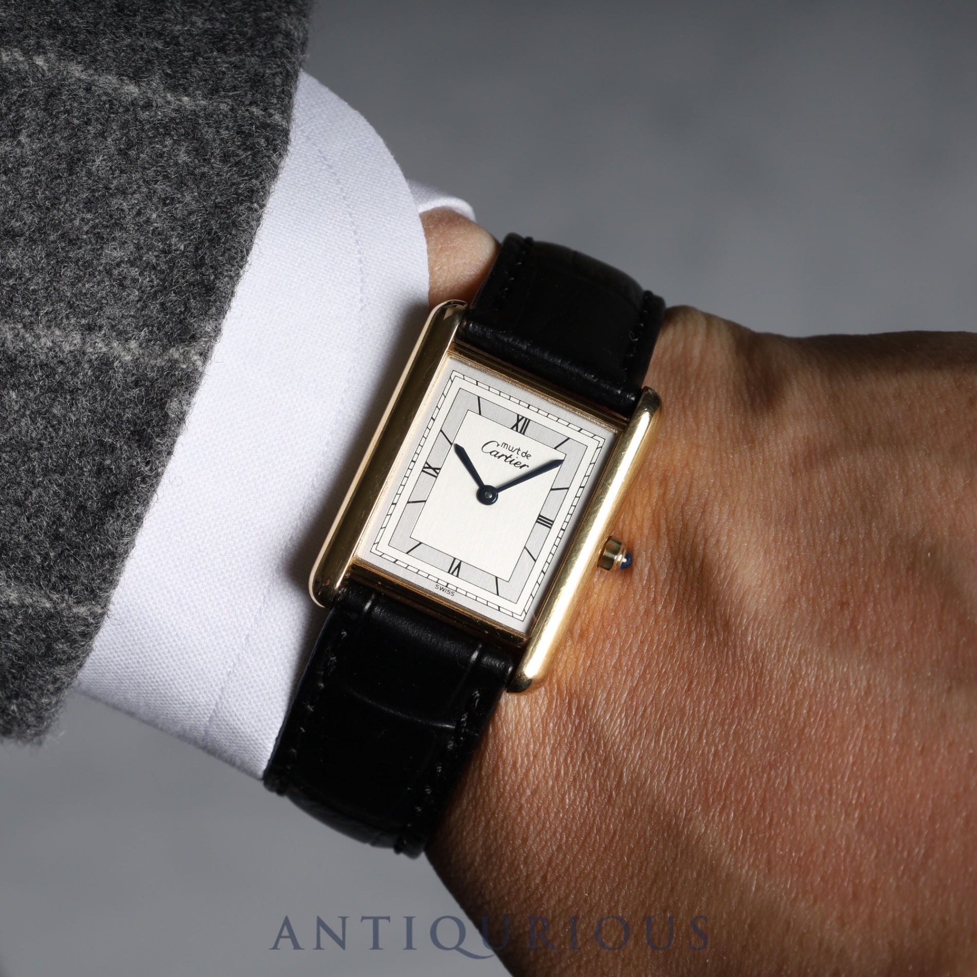 Cartier Must Tank LM QZ 6 81006 Flying Roman Silver Dial