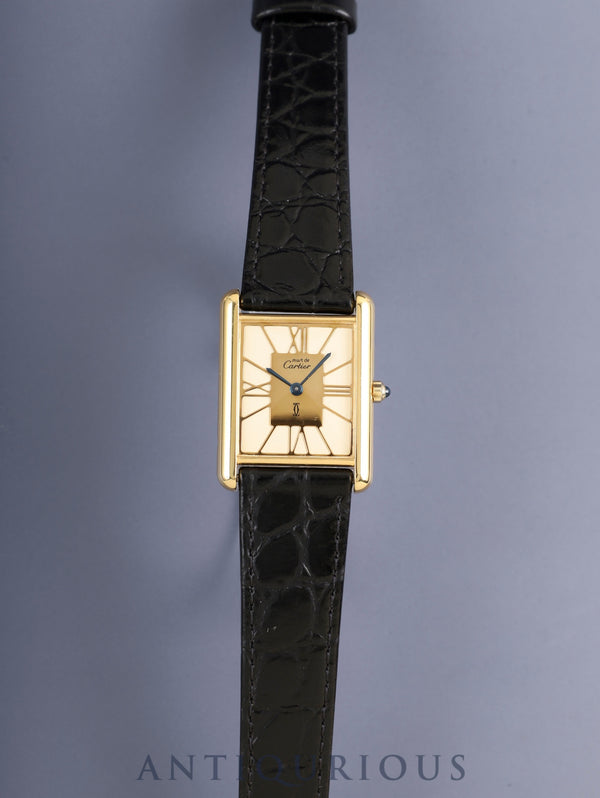 カルティエ マストタンク LM 6 81006 クォーツ Cal.81 SV925 革 純正尾錠(GP) アイボリークロワゾネ文字盤(SWISS表記) オーバーホール済み 新品仕上げ済み