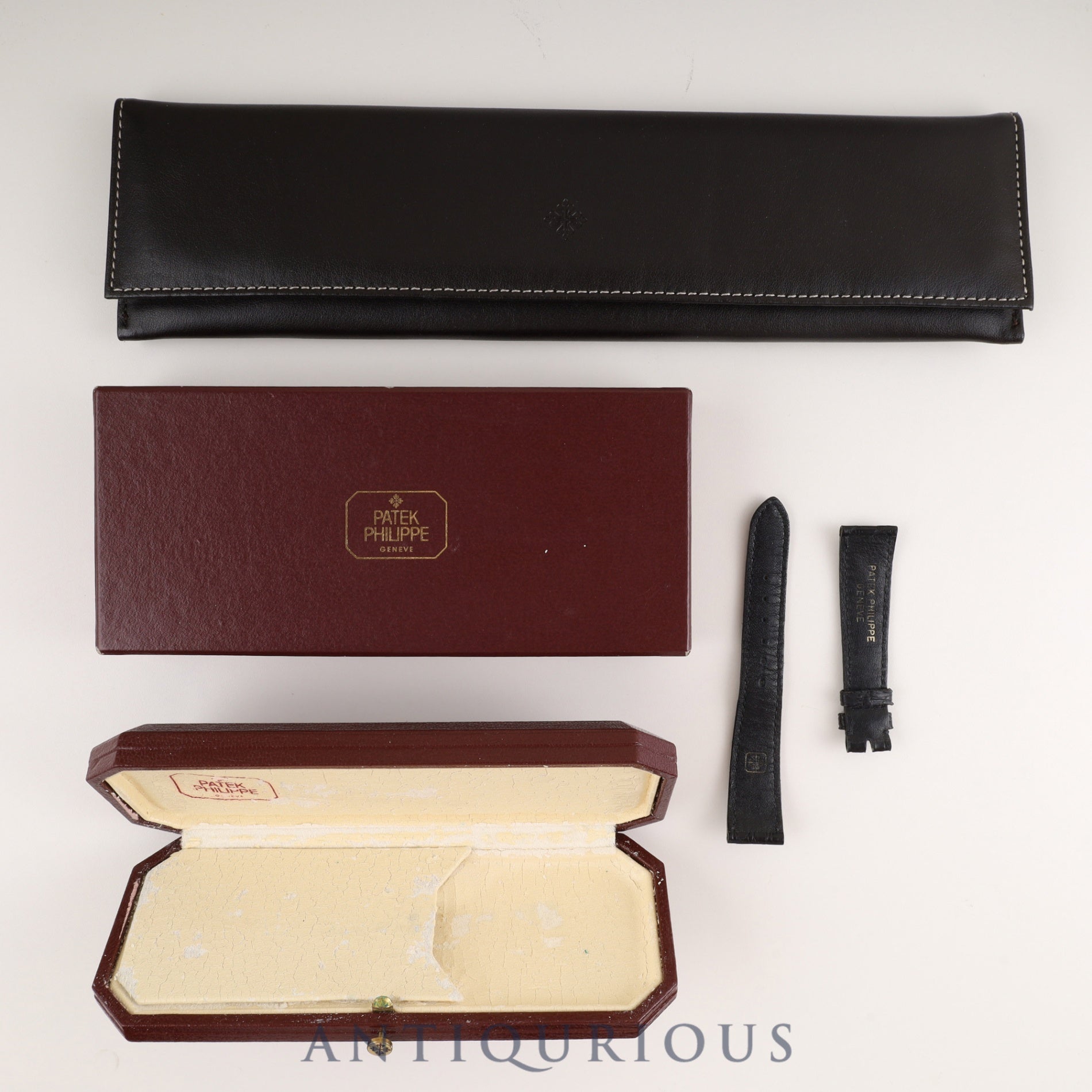 パテック・フィリップ カラトラバ 3919G-001 手巻き Cal.215 750 革 純正尾錠(750) ホワイトローマン文字盤 箱 ケース(劣化) アーカイヴ(2017年発行/1992年購入品)修理明細(個人名記載あり)純正ベルト付き(使用感あり) オーバーホール済み