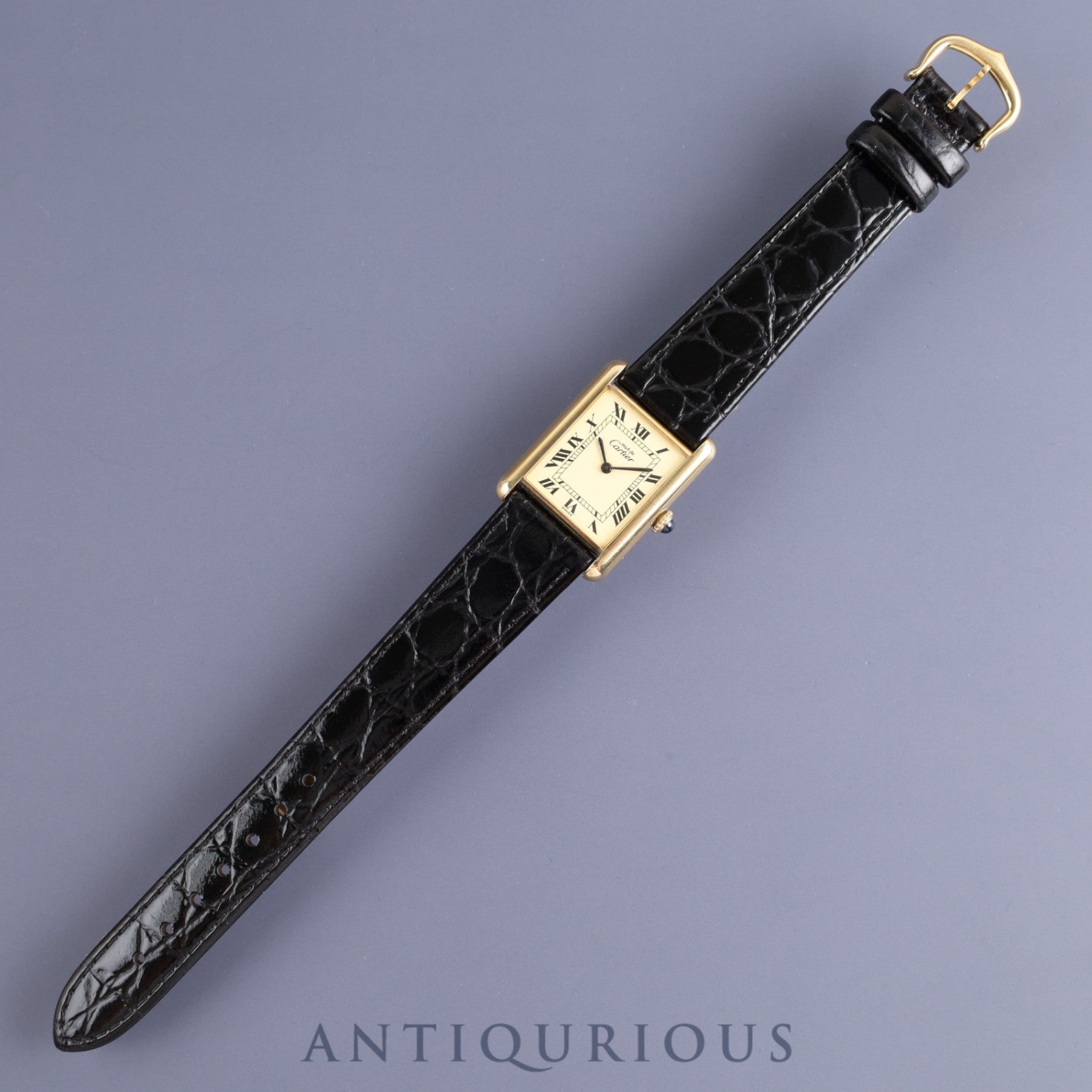 Cartier Must Tank LM Manual winding Cal.78-1 SV925 Leather Genuine buckle Ivory Roman dial Circa 1976-Early 1980s Overhauled