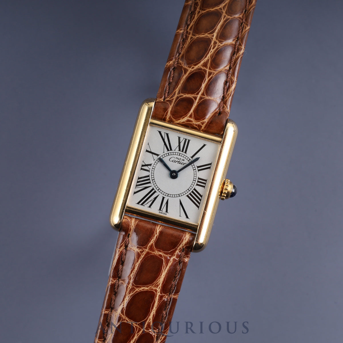 Cartier Must Tank SM 5057001 Quartz Cal.057 SV925 Leather Genuine D-buckle (GP) Opalan dial Overhauled
