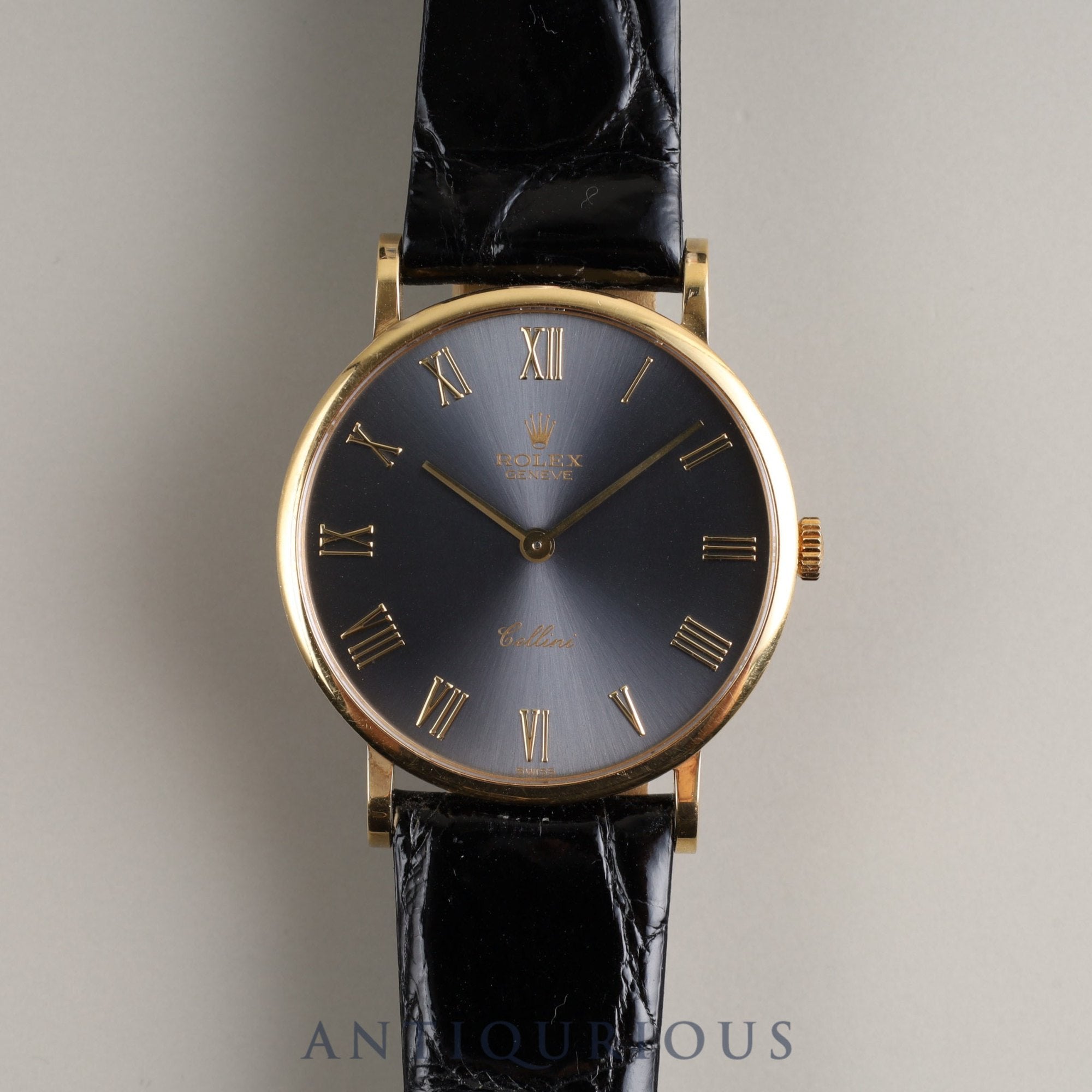 ロレックス チェリーニ 5112/8 手巻き Cal.1601 18KYG 革 純正尾錠(750)グレー文字盤 N番 1991年 保証書(1993年)