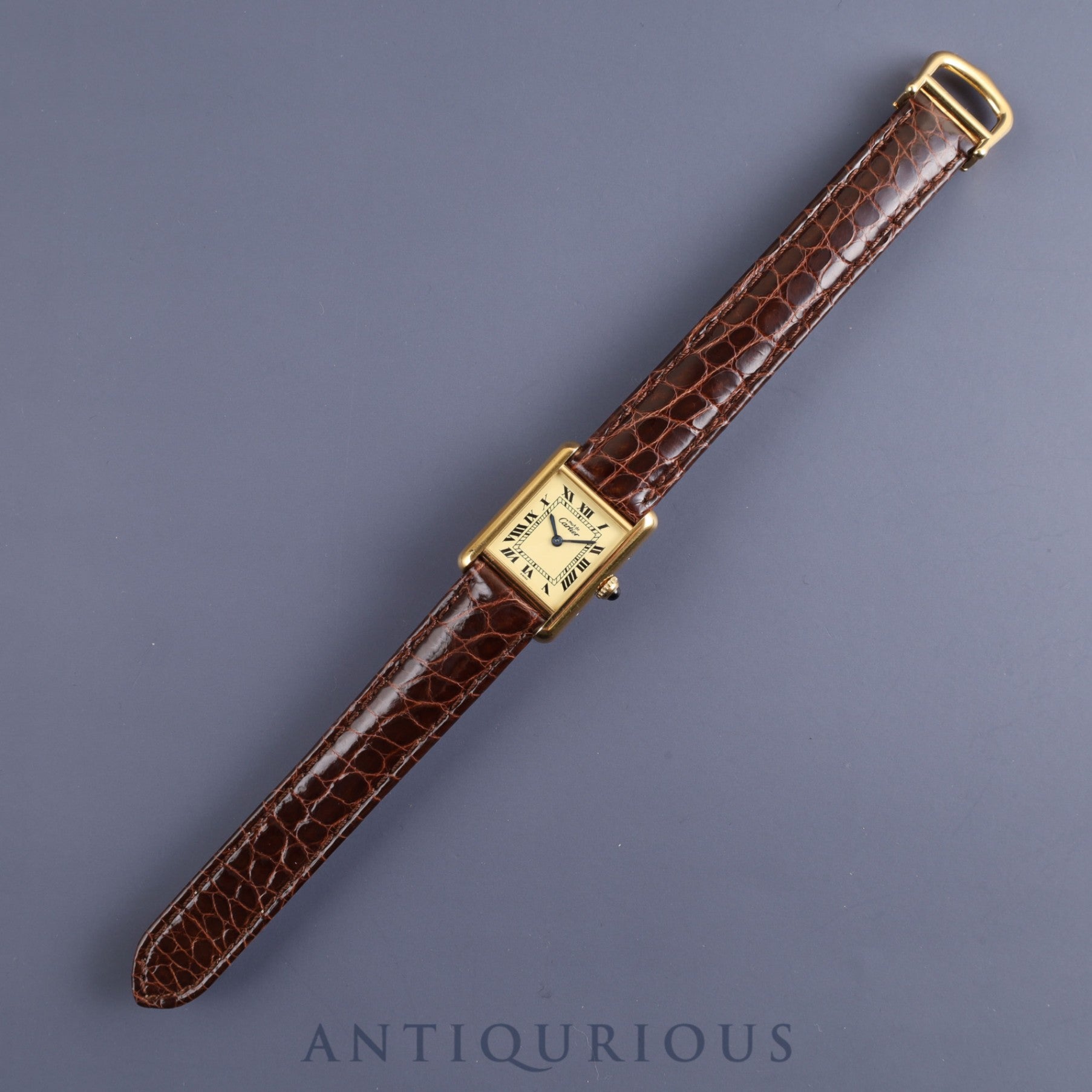 カルティエ マストタンク SM W1003154/1613 クォーツ Cal.057 SV925 革 純正Dバックル(GP)アイボリーローマン文字盤 箱 保証書(無記名/2009年)オーバーホール済み