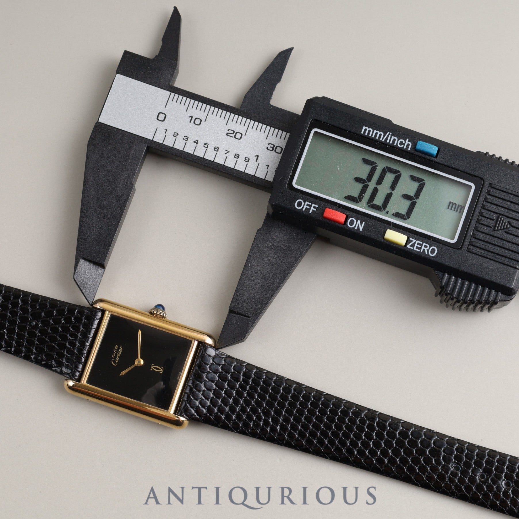 Cartier Must Tank LM Manual Winding Cal.78-1 SV925 Leather Genuine Buckle (GP) Black Onyx Dial Box