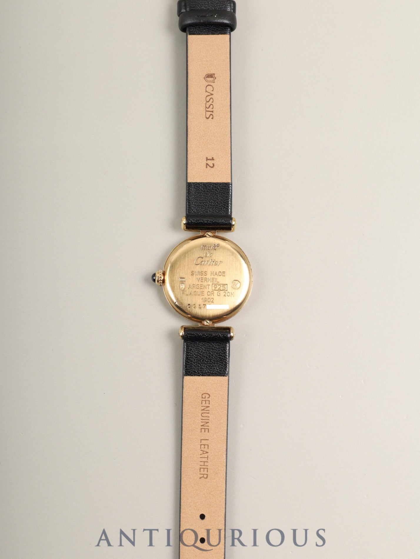 Cartier Must Colisée 1902 Quartz Cal.90 SV925 Leather Original Pin Buckle (GP) Side Trinity Dial (SWISS marking) Overhauled