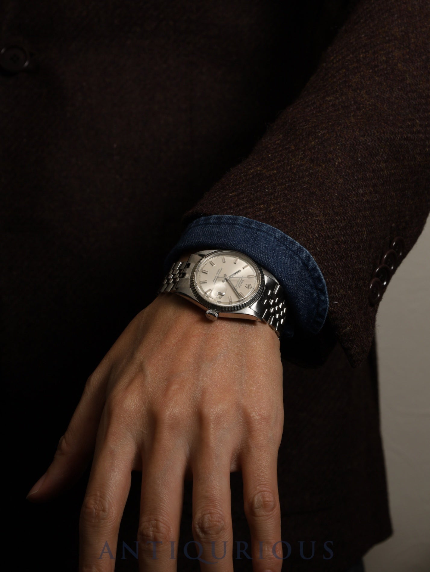 Rolex Datejust 1601 Wide Boy Automatic Caliber 1570 Stainless Steel/White Steel Silver Dial No. 27 (1969) Overhauled