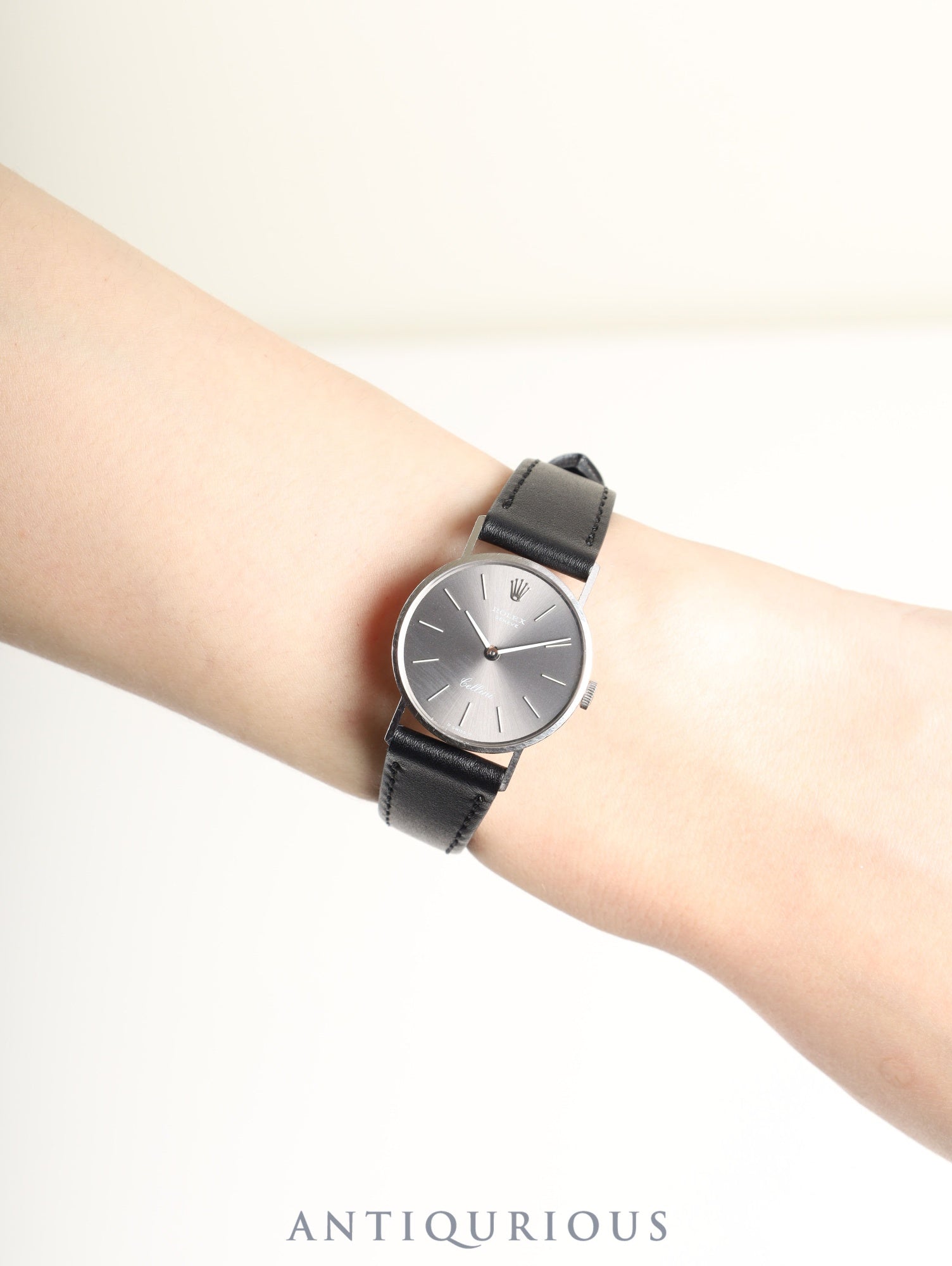 ロレックス チェリーニ 3810 手巻き Cal.1600 750WG 革 純正尾錠(SS) グレー文字盤 36番台(1972年) 冊子 保証書(1976年) オーバーホール済み