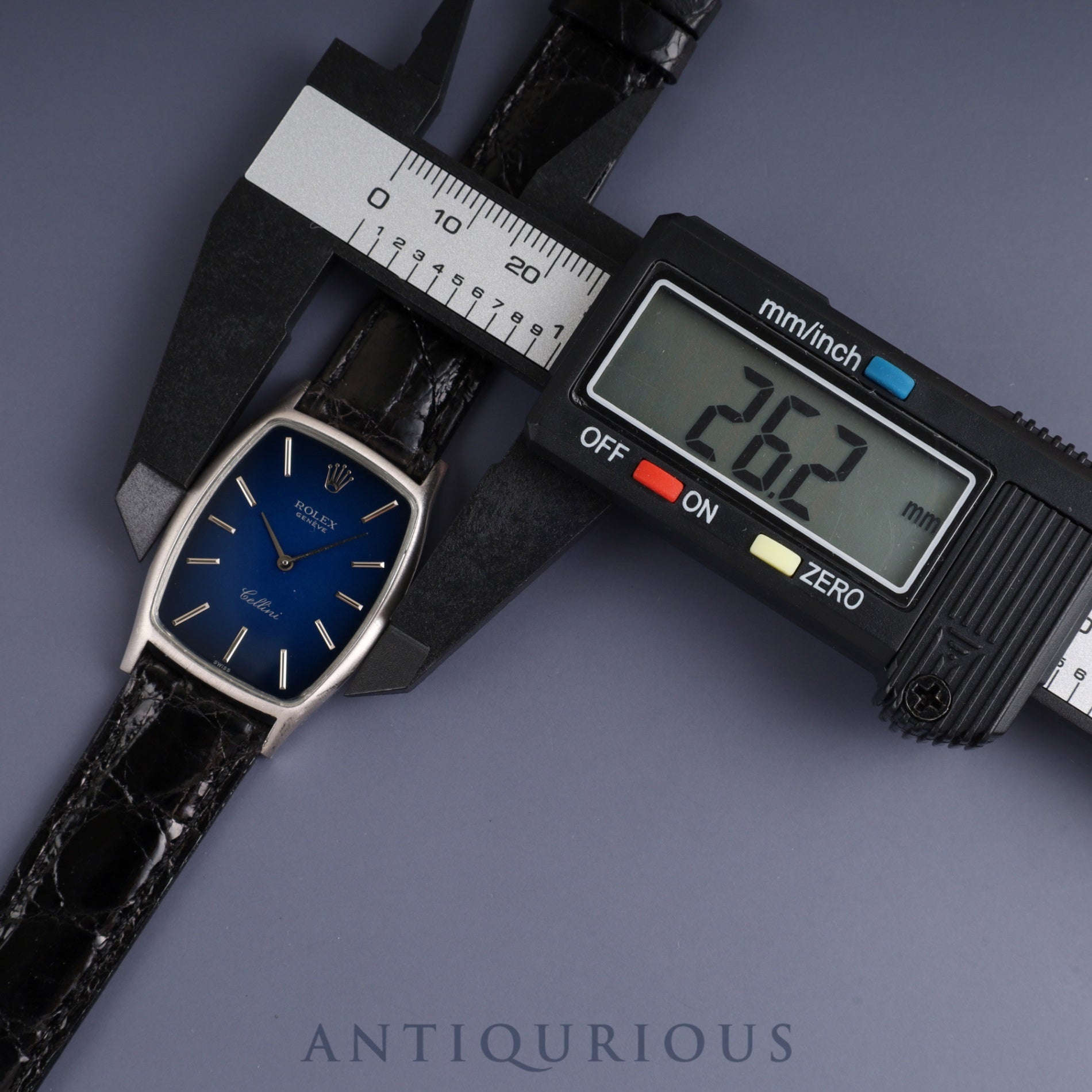 Rolex CELLINI 3807 Manual Winding Caliber 1601 18K Leather Strap with Genuine Stainless Steel Buckle Blue Gradient Dial 26x37mm 38 Series (1973) Overhauled