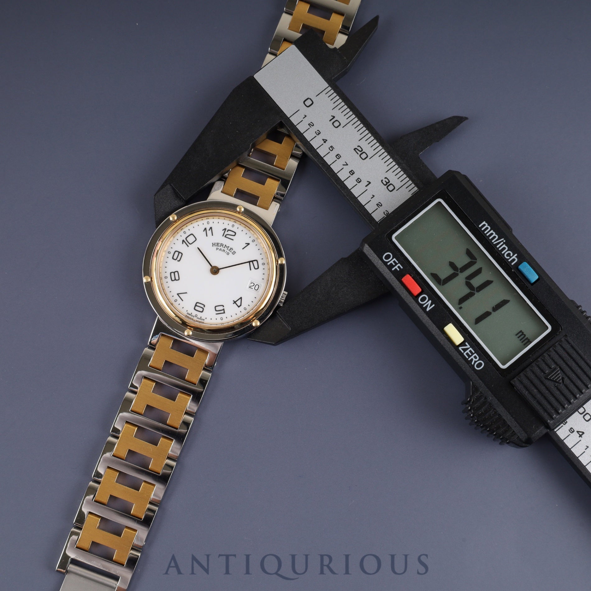 Hermes Clipper 48 03 Quartz SS/GP SS/GP White Dial Overhauled