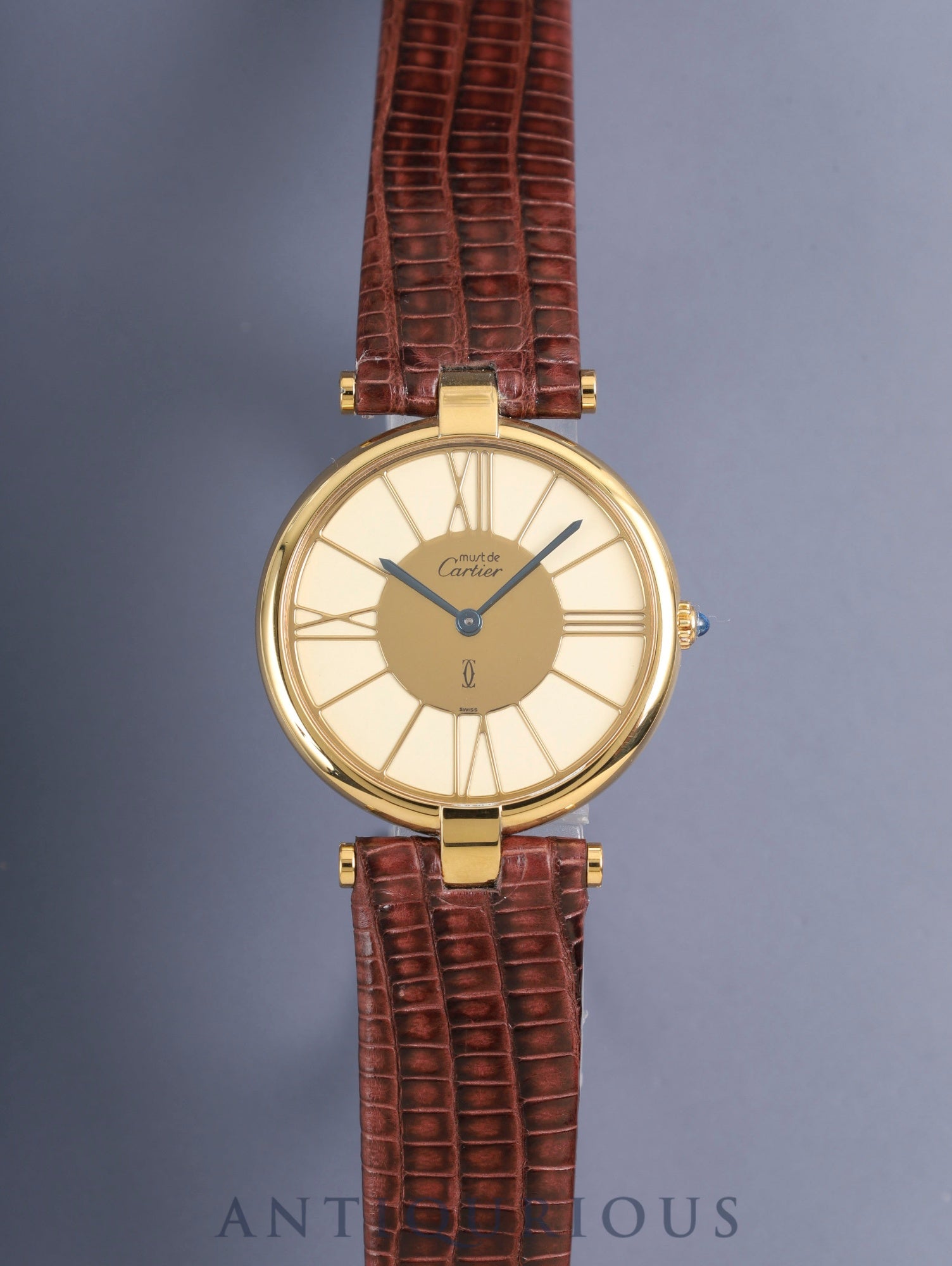 カルティエ マスト ヴァンドーム VLC LM W1001054 / 17 クォーツ Cal.81 SV925 革 純正ピンバックル(GP)アイボリークロワゾネ文字盤 箱 冊子 オーバーホール済み