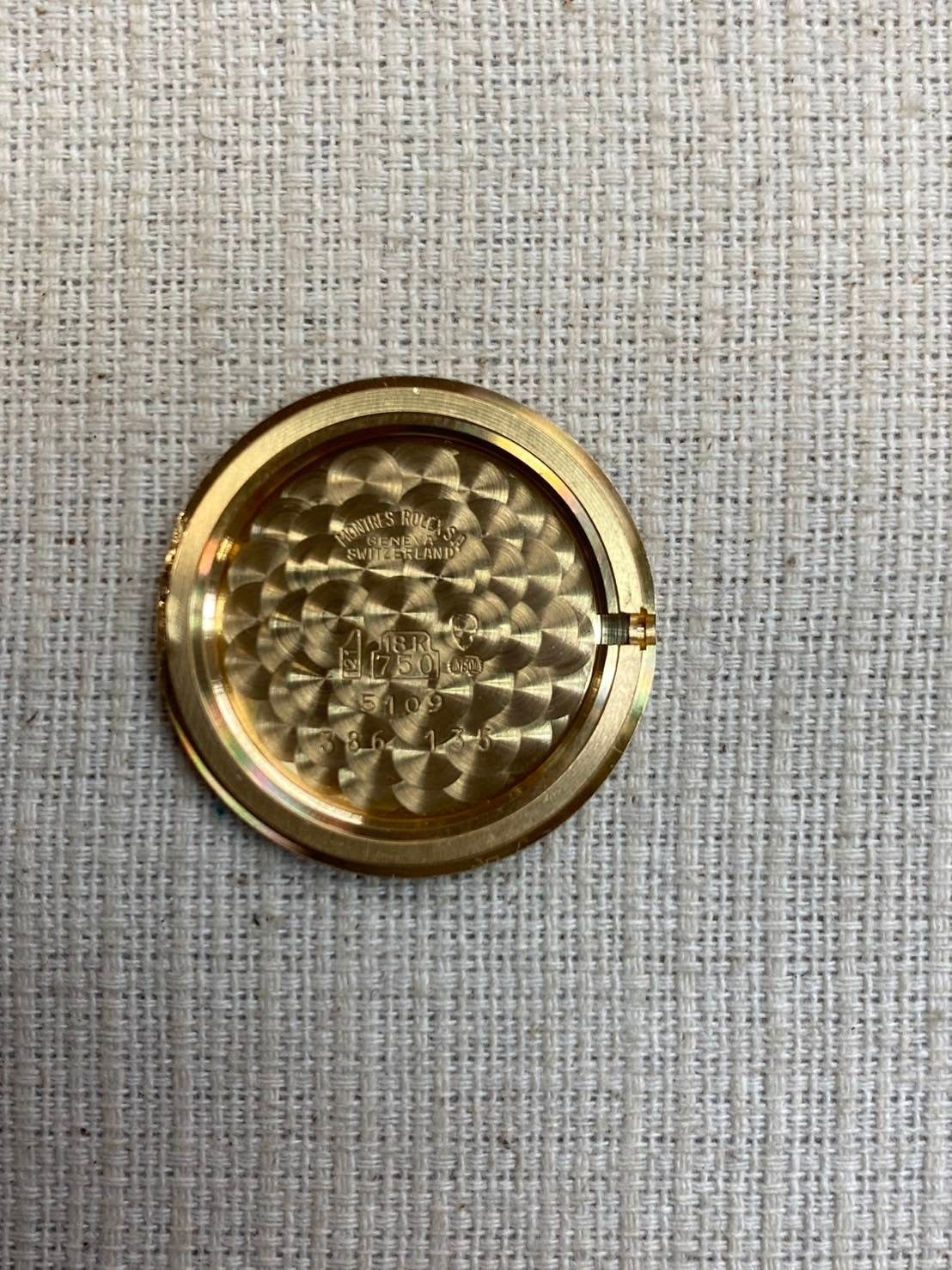 ロレックス チェリーニ 5109 手巻き YGケース 純正尾錠 ゴールド文字盤 W番(1994年~1995年)箱 保証書