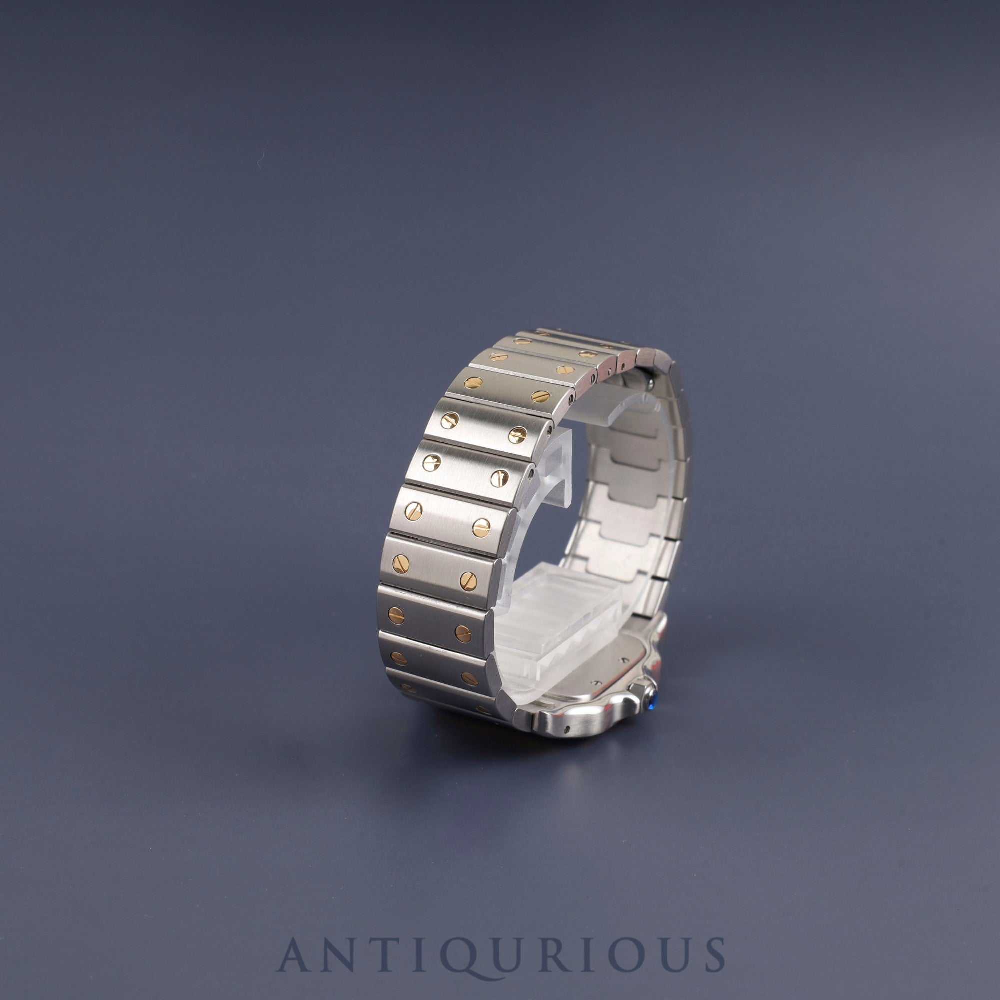 Cartier Santos Galbee LM W20030C4 / 187901 Quartz Caliber 687 Stainless Steel/Yellow Gold with Gray Roman Dial, Overhauled