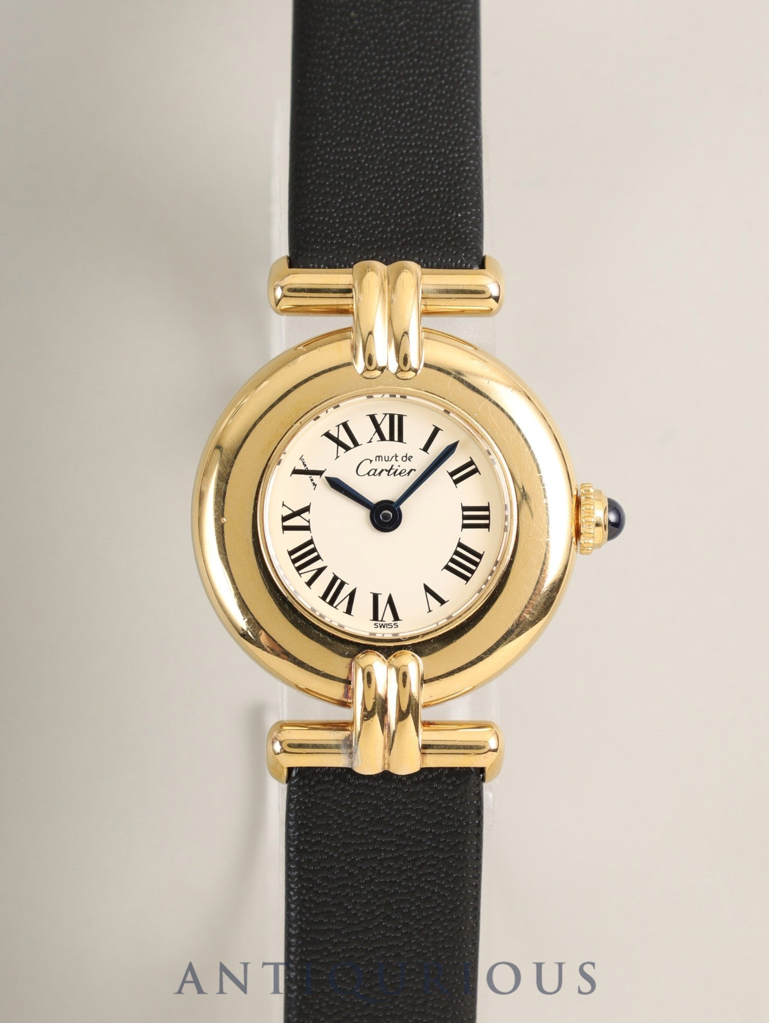 カルティエ マストコリゼ W1000653 / 1902 クォーツ SV925 革 純正ピンバックル(GP)アイボリーローマン文字盤 カルティエブティックにてコンプリートサービス済み