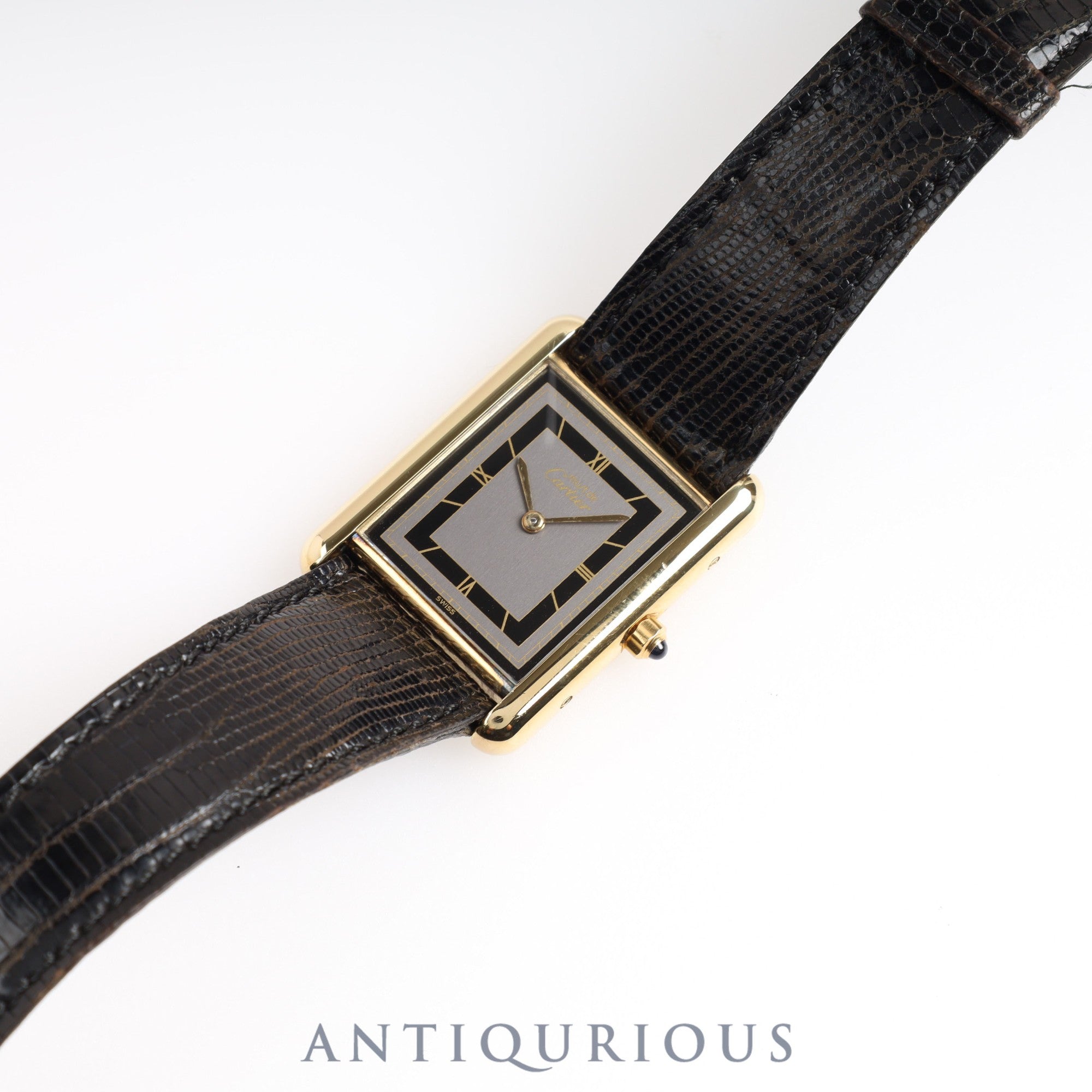 Cartier Must Tank LM QZ Grey Roman Dial 1985 Box Warranty