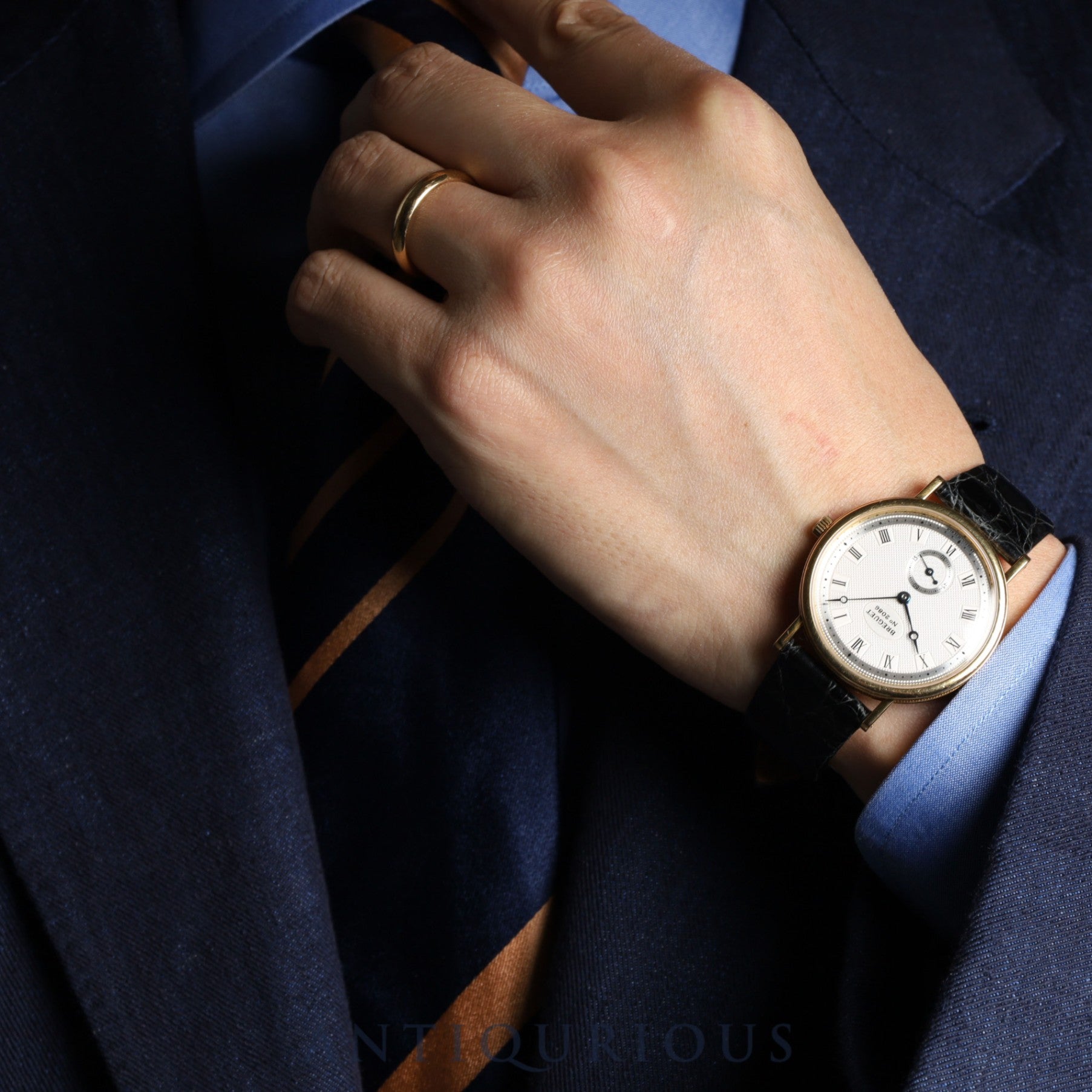 ブレゲ 3917 クラシック 3917 手巻き Cal.818/5 750YG 革 純正尾錠(750)シルバー文字盤 箱