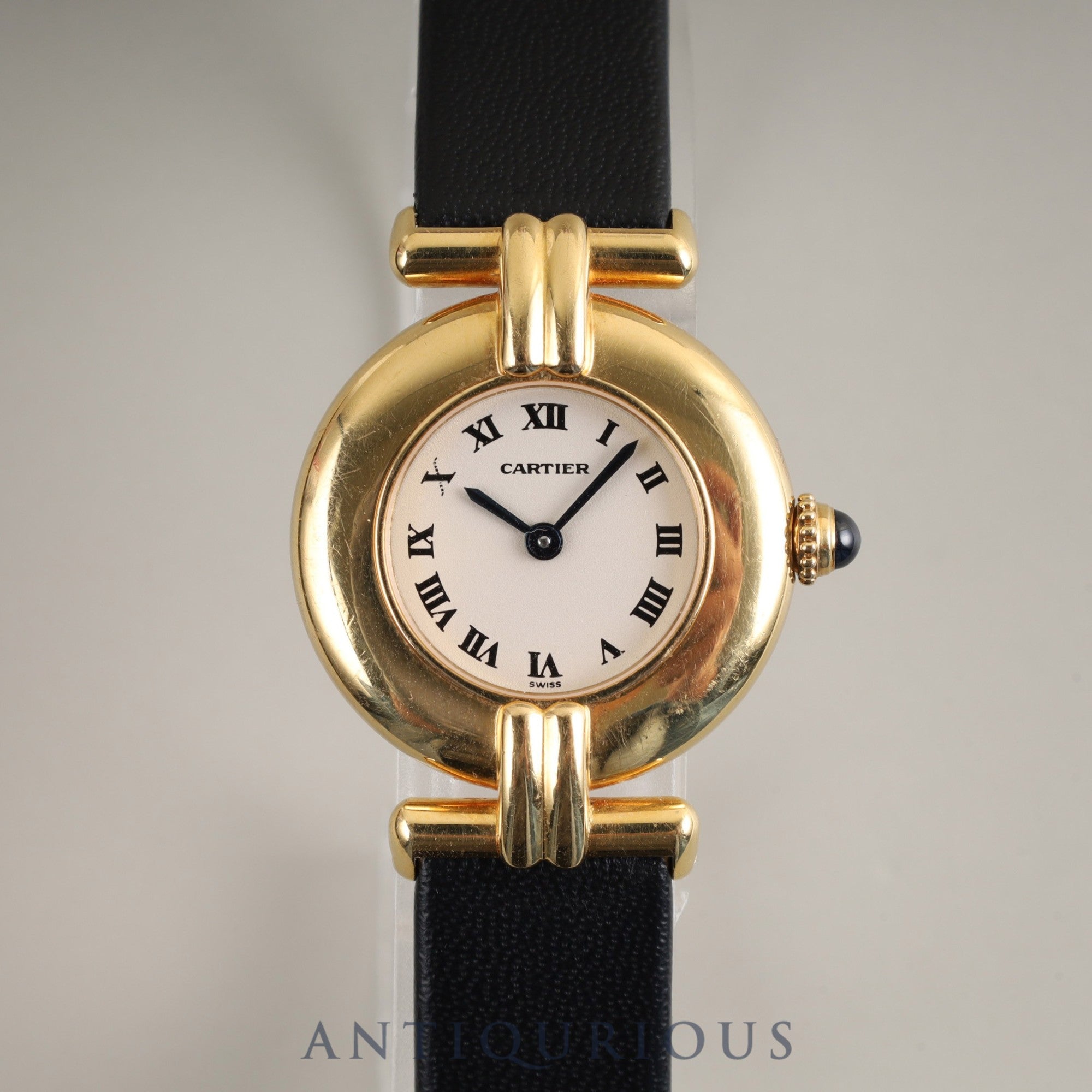 Cartier Corise 881095 Quartz Caliber 81 18K Leather Strap with Genuine GP Buckle Ivory Roman Dial Overhauled