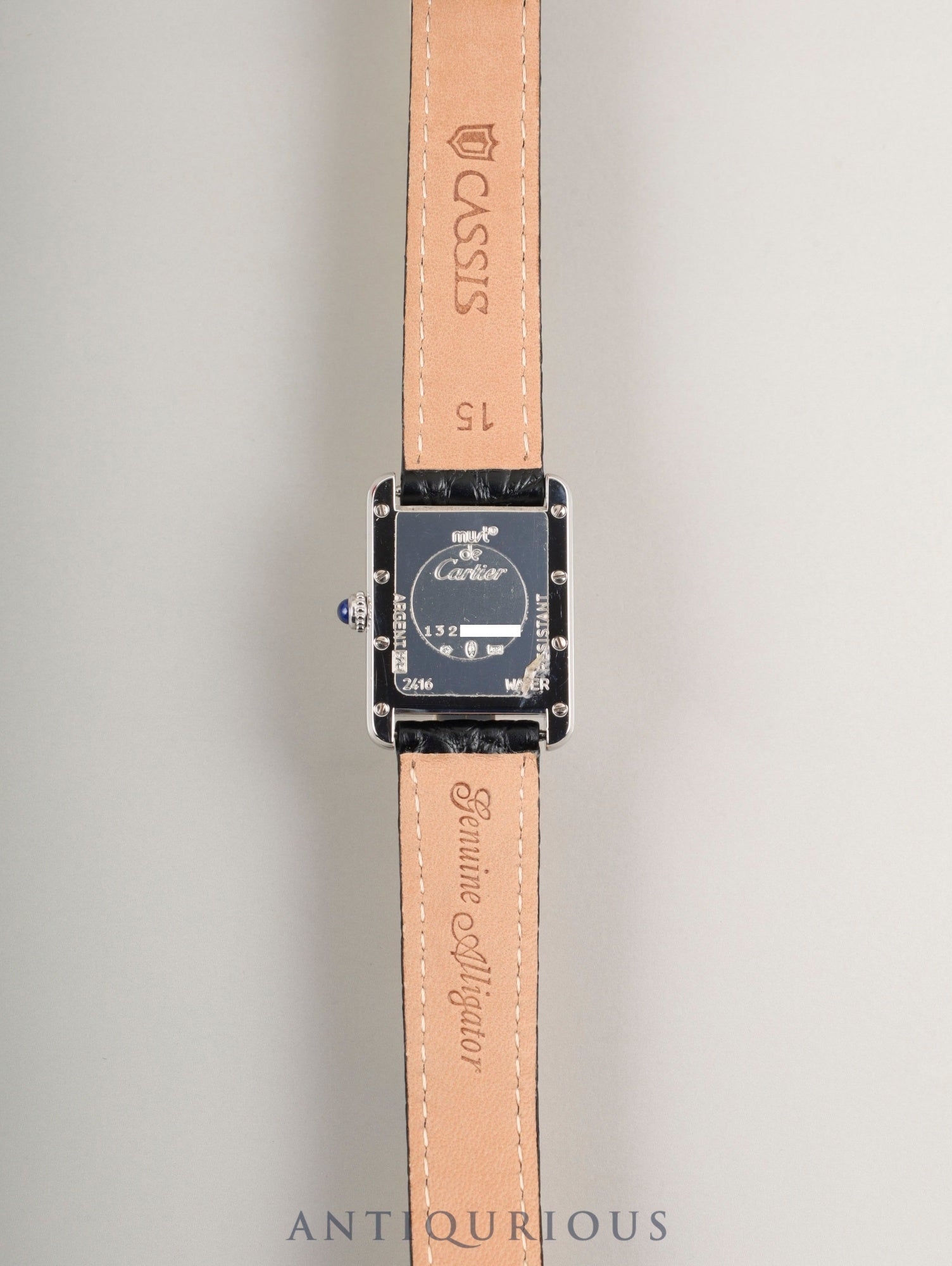 Cartier Must Tank MM W1014054 / 2416 Quartz Caliber 057 SV925 Leather Strap with Genuine D-Clasp (Stainless Steel) White Roman CC Dial (SWISS MADE Marking) Box Overhauled