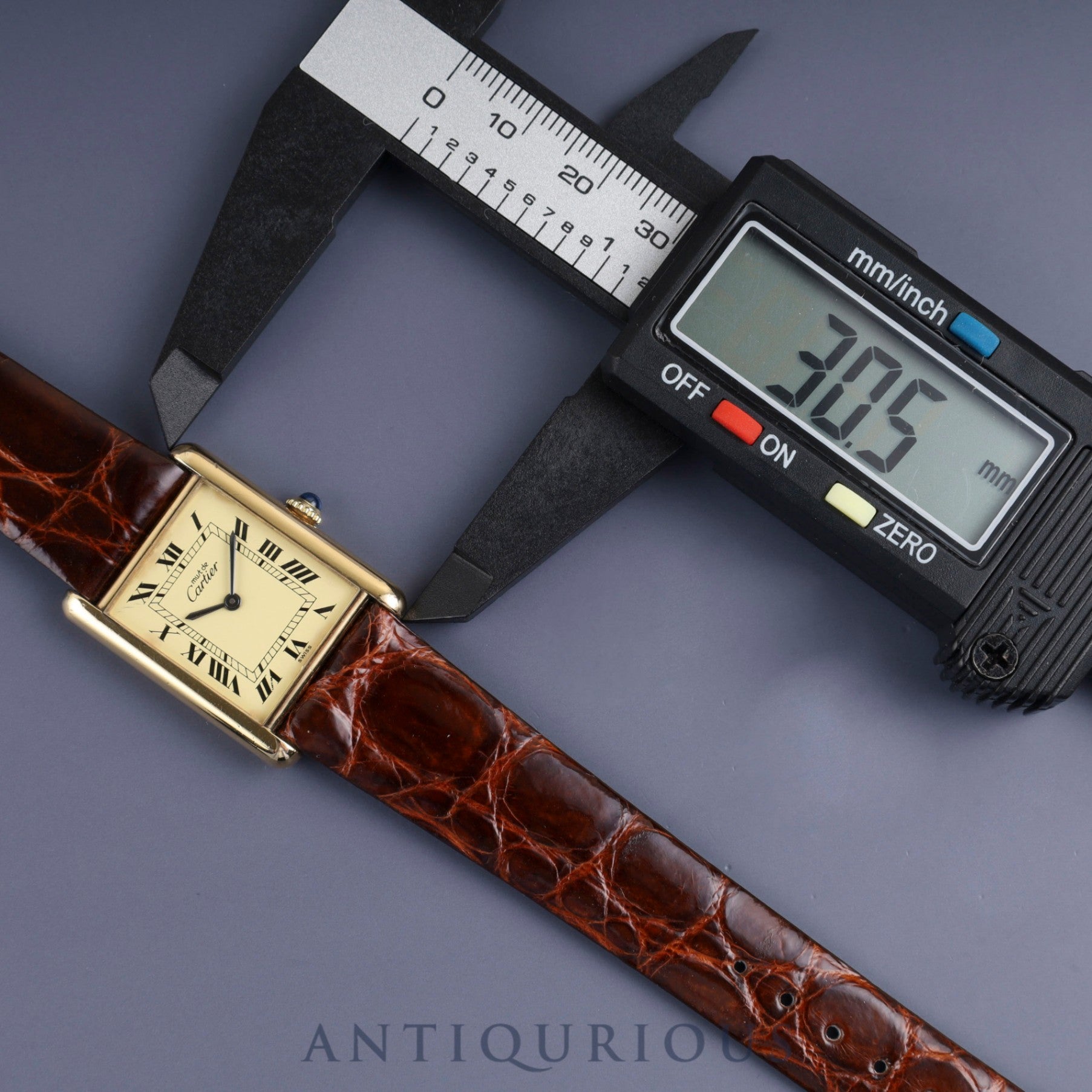 カルティエ マストタンク LM 手巻き SV925 革 純正尾錠(GP)アイボリーローマン文字盤 オーバーホール済み