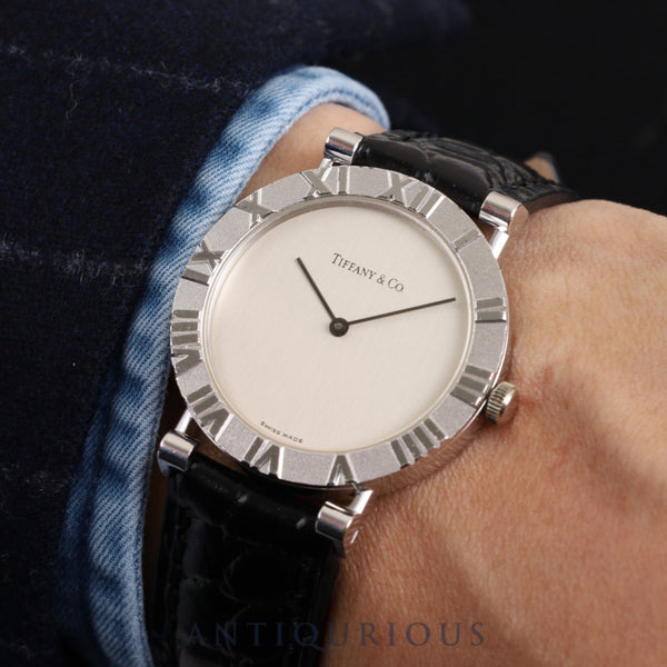 ティファニー アトラス SV CASE W152S クォーツ SV925 革 純正尾錠(SS) シルバー文字盤 オーバーホール済み