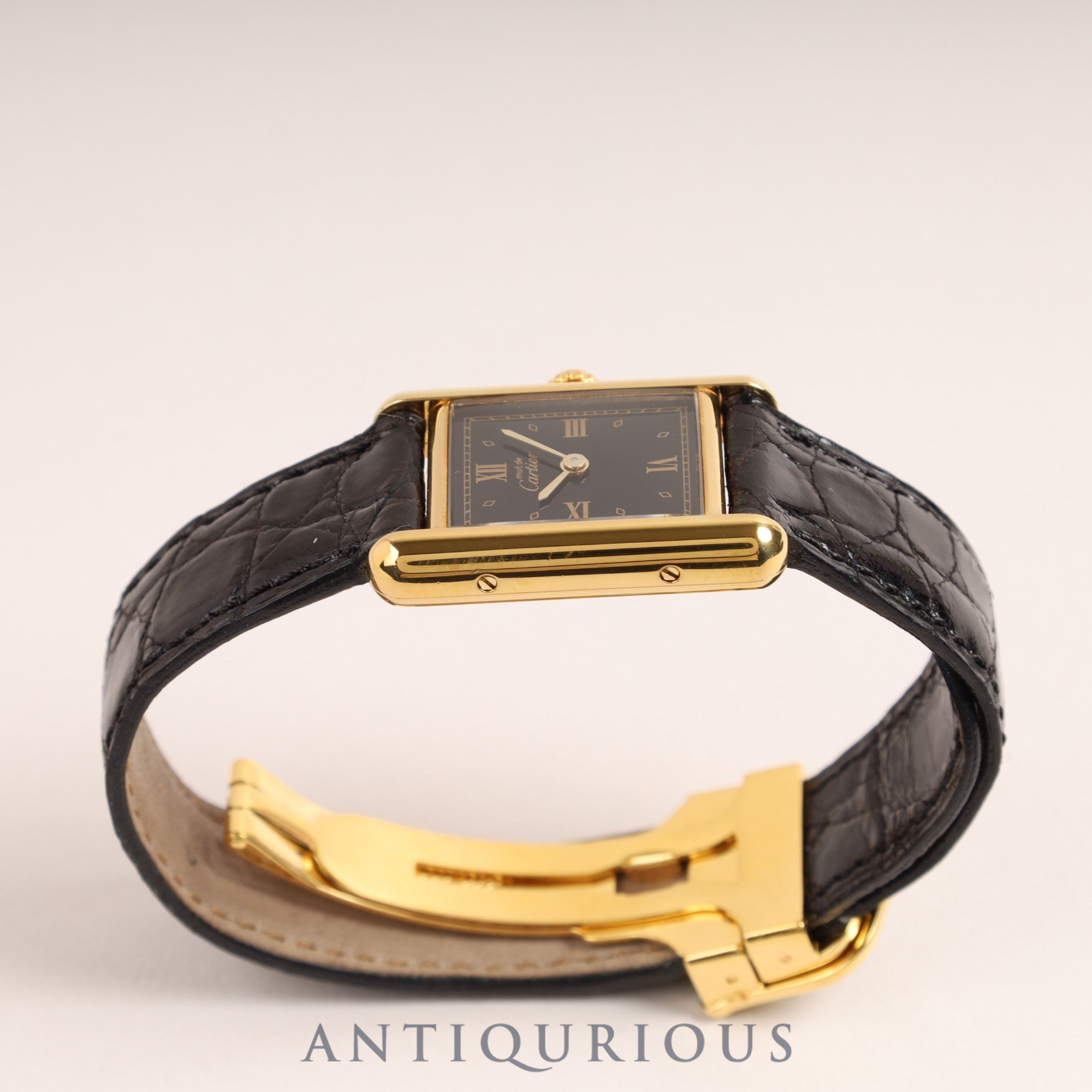 カルティエ マストタンク SM QZ ブラック飛びローマ文字盤 Dバックル フルメンテナンス済み