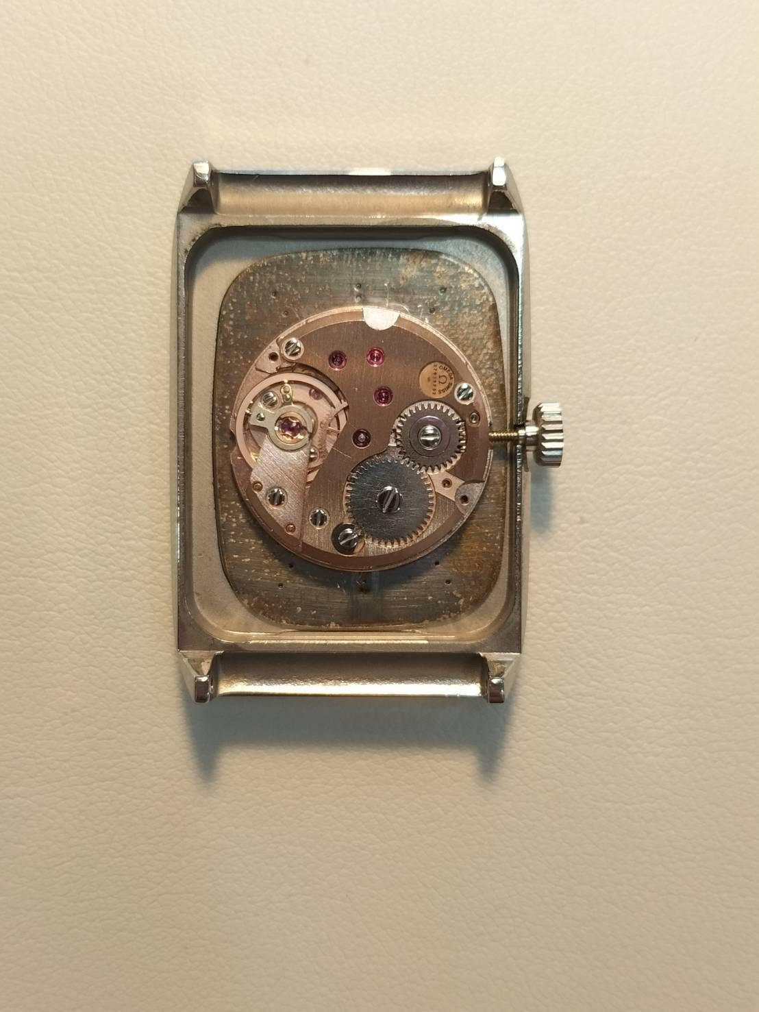 オメガ ジュネーブ 511.0469 手巻き SS 革 社外尾錠 (SS)ブラック文字盤 オーバーホール済み