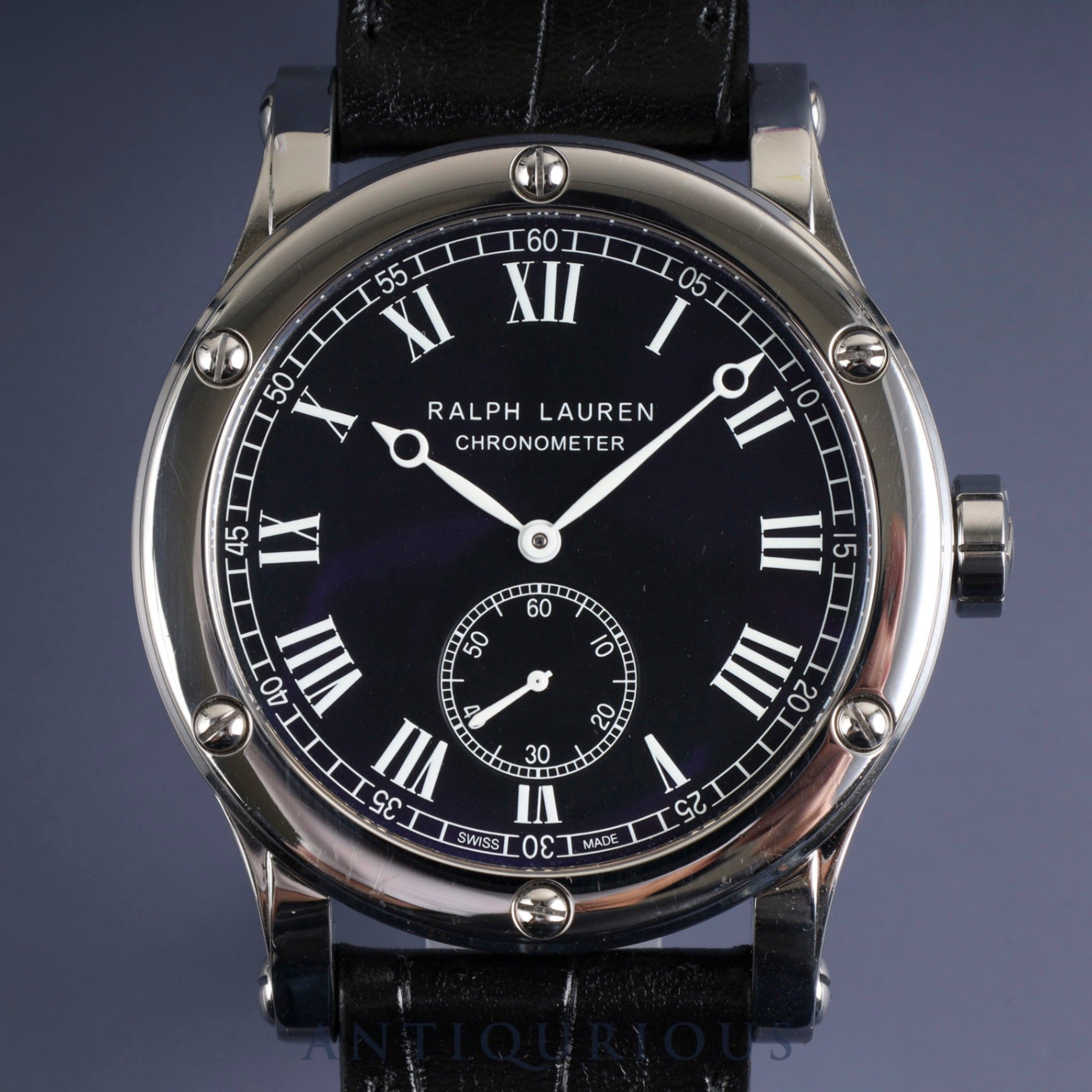 Ralph Lauren Sporting Classic Chronometer RLR0220706 / K02203 Automatic Cal.RL366 SS Leather Genuine Buckle (SS) Black Dial Genuine Replacement Belt Overhauled