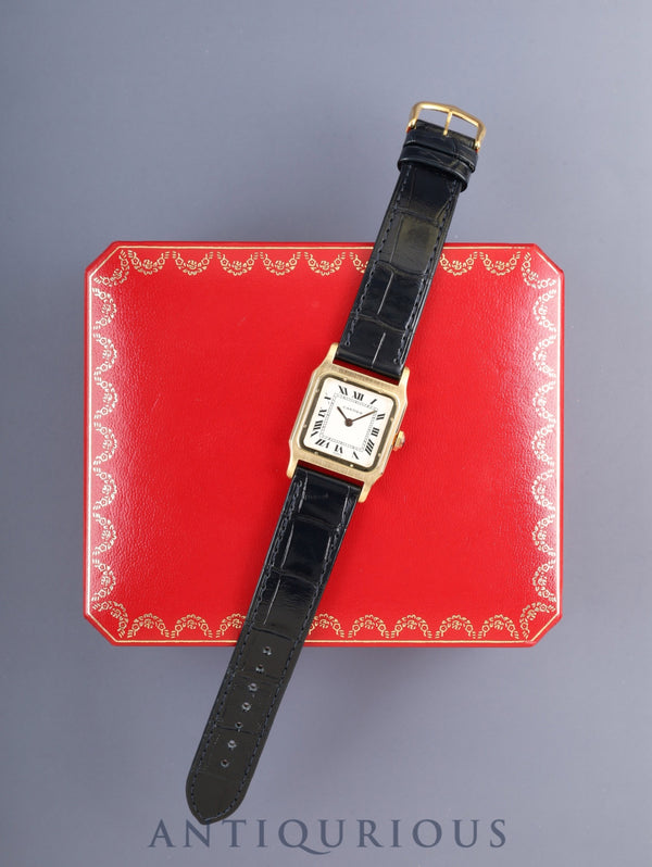 カルティエ サントス デュモン LM 81720800 / 7809 手巻き Cal.2512 750YG 純正革ベルト 純正ピンバックル(GP)ホワイトローマン文字盤(PARIS表記) 箱 オーバーホール済み