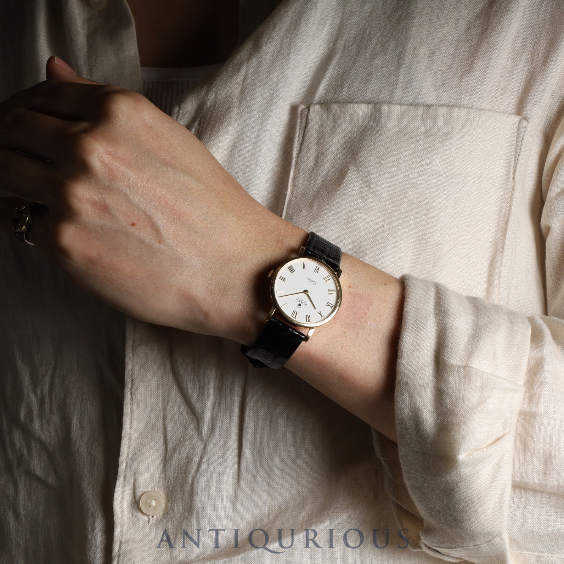 ロレックス チェリーニ 5112/8 手巻き Cal.1602 18K 革 純正尾錠(750) ホワイトローマン文字盤 W番(1994年~1995年)保証書 箱 冊子 純正ベルト オーバーホール済み